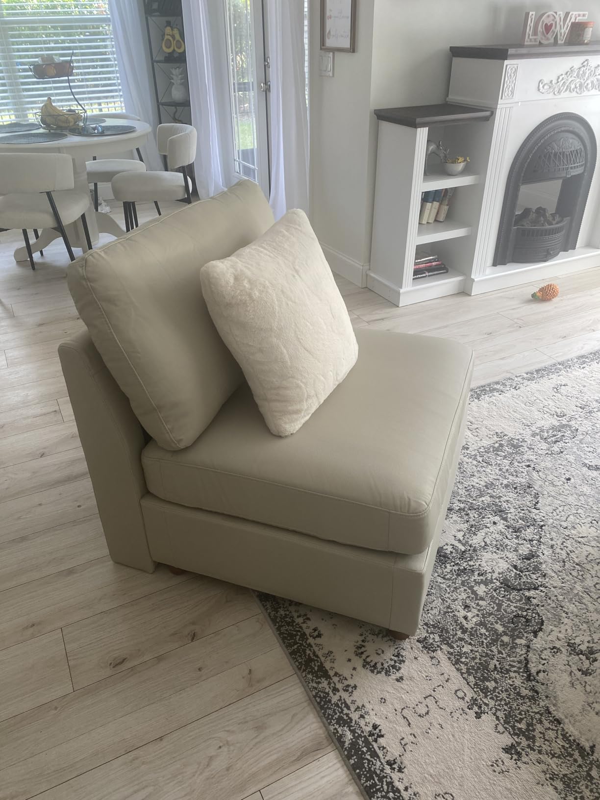 EASE MOOSE Oversized Modular Sectional Sofa, Leather Sectional Couch with Deep Seat, Extra Large U Shaped Couch, Faux Leather Material Sofa Modern Comfy Scratch Resistant, Beige customer photo 2