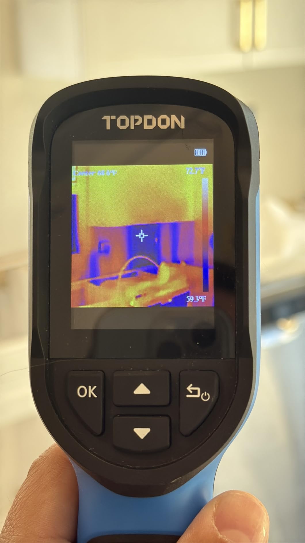 TOPDON TC004 Mini Thermal Imaging Camera, 240 x 240 TISR Resolution, 15-Hour Battery Life, 128 x 128 IR Resolution, 25Hz Handheld Infrared Camera with High/Low Temp Alerts, Auto Shutdown - Blue customer photo 1