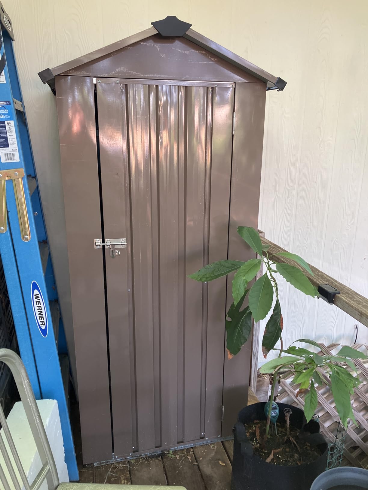 Aoxun 8x6FT Shed with Floor Galvanized Steel Outdoor Storage Shed Metal Garden Shed with Double Doors, Moisture-Proof Floor & Ventilation, Sloped Roof for Bike/Generator/Tool Storage (Brown) customer photo 1