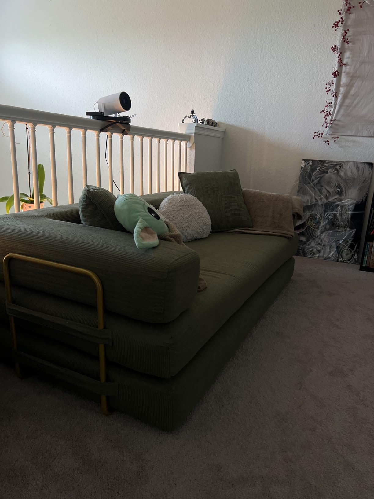 4-in-1 Folding Convertible Sofa Bed, 78 Inch Oversized Corduroy Upholstered Boneless Couch, Loveseat Sleeper with Pull Out Bed, Floor Sofa Modular Futon Couch for Living Room Bedroom Lounge, Green customer photo 1
