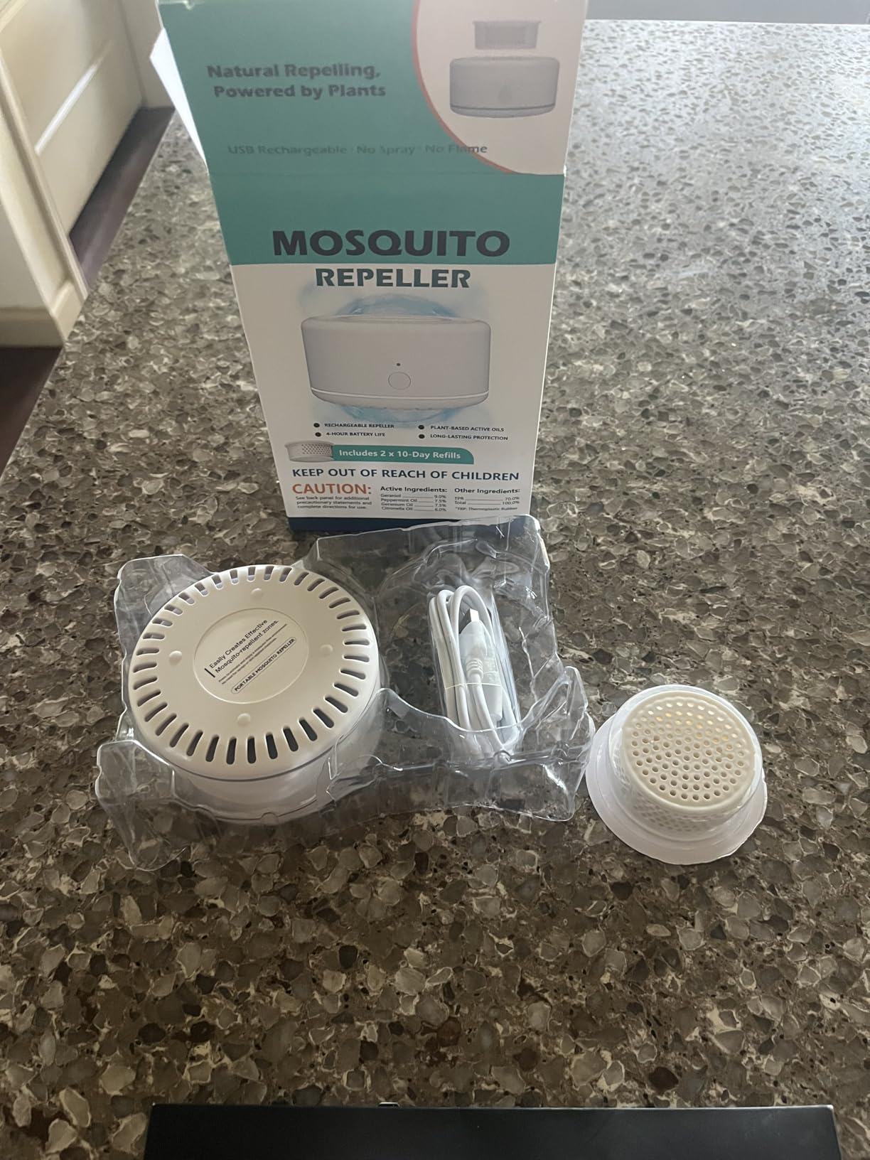 Rechargeable Mosquito Repeller with Night Light, Plant-Based Refill, 30ft Protection Zone, USB-C Powered, Indoor Outdoor Use for Camping, Patio, Travel (2 Refills) customer photo 1