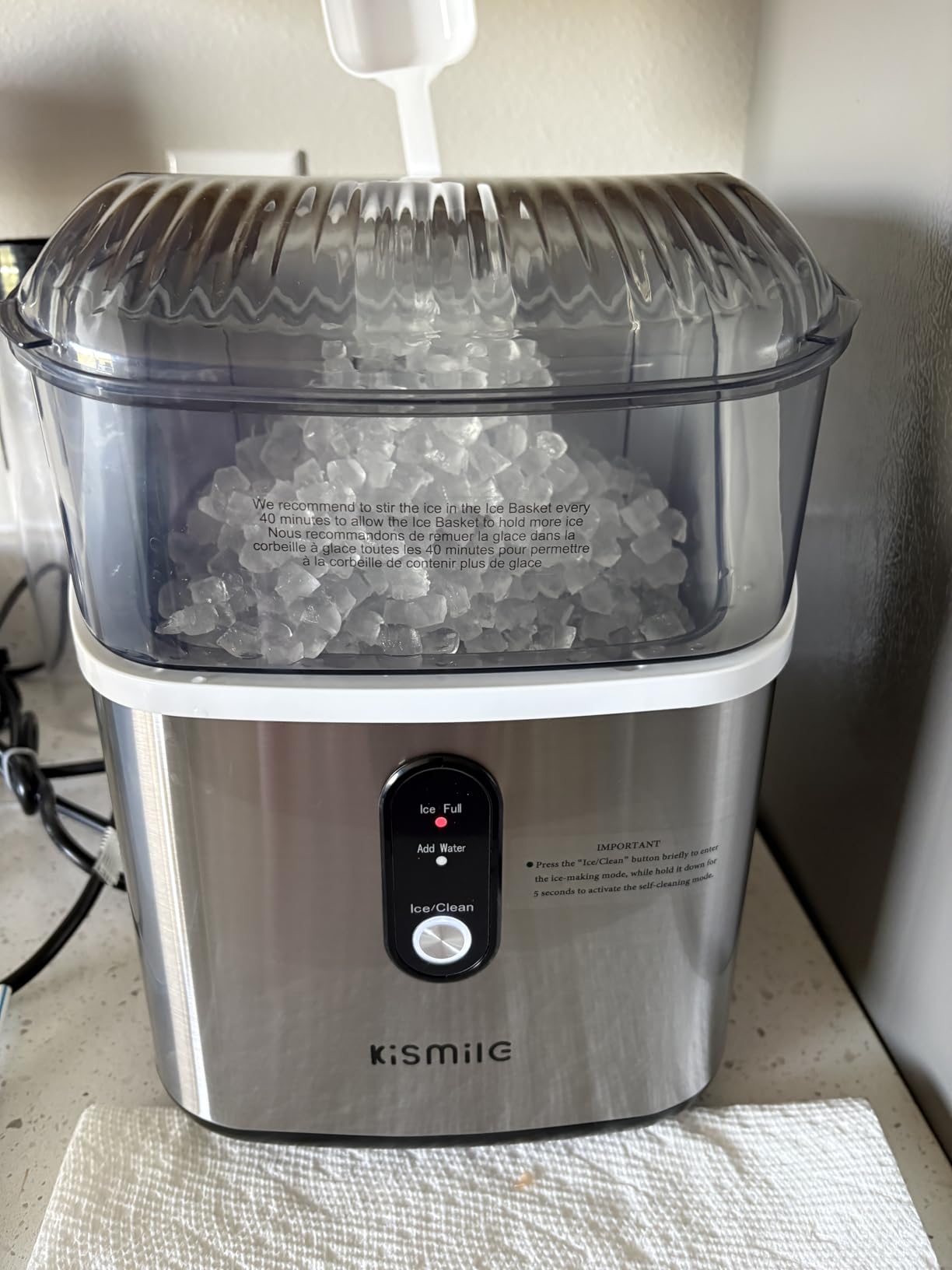 Kismile Nugget Ice Makers Countertop, Portable Ice Machine with Crushed Ice, 35lbs/Day, Self-Cleaning, One-Click Operation for Home Use (Silver) customer photo 1