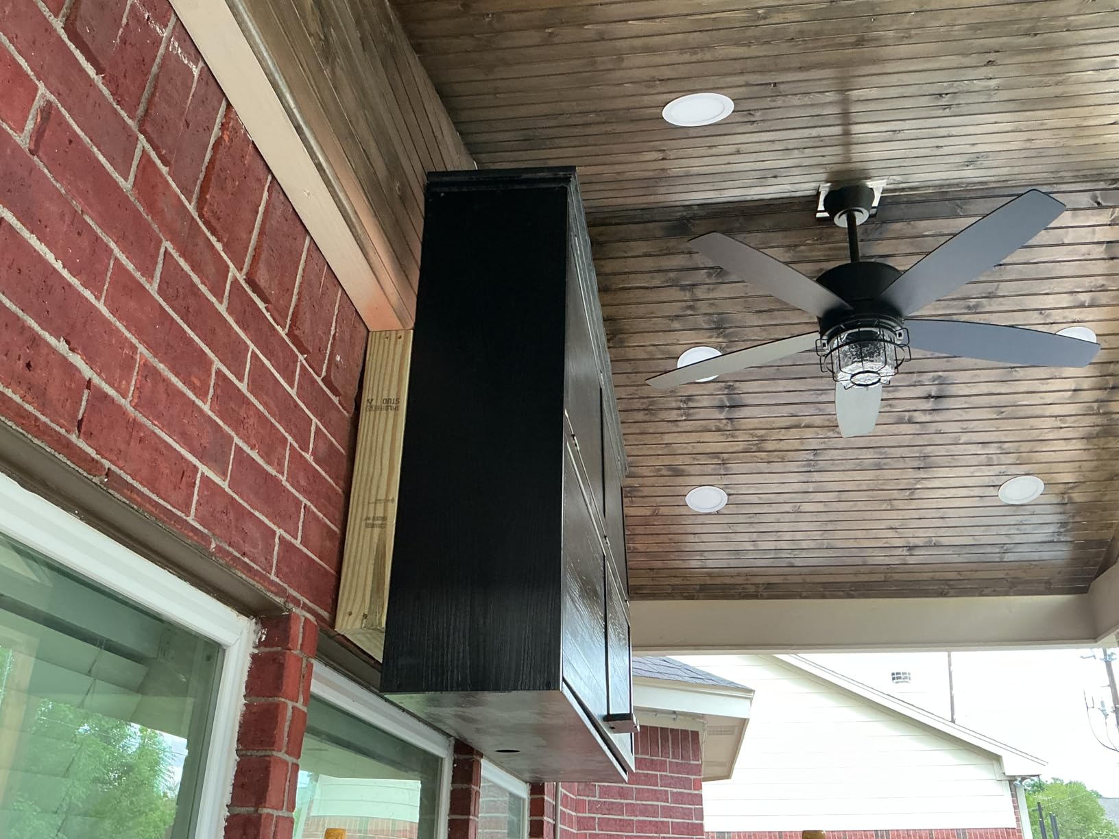 GDLF Outdoor TV Enclosure, 65-Inch Solid Wood Weatherproof TV Cover with Premium Dual-Arm Mount (Fits 60-65 inch), Black customer photo 2