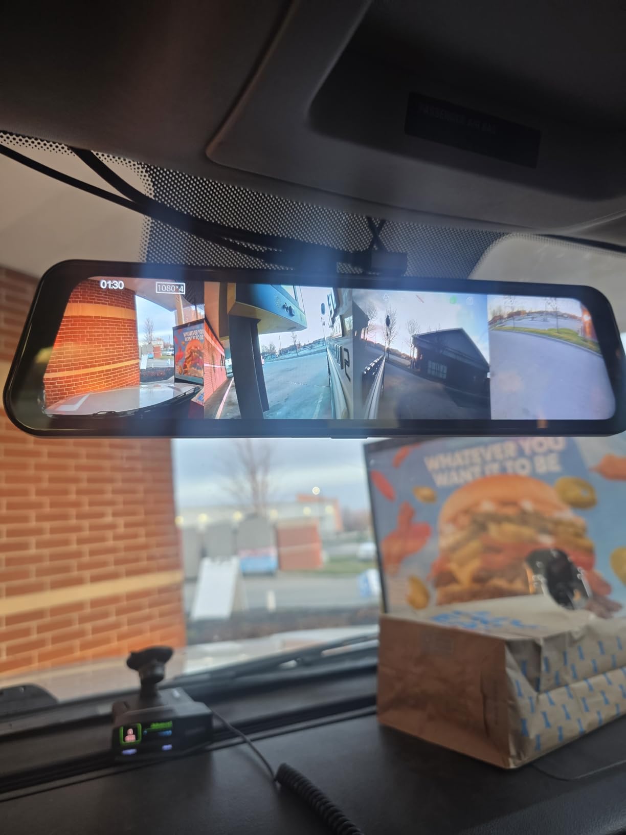 360 Degree View 4 Channel Mirror Dash Cam Detached Camera for Cars, Dash Cam Front and Rear Side(Left,Right), 12