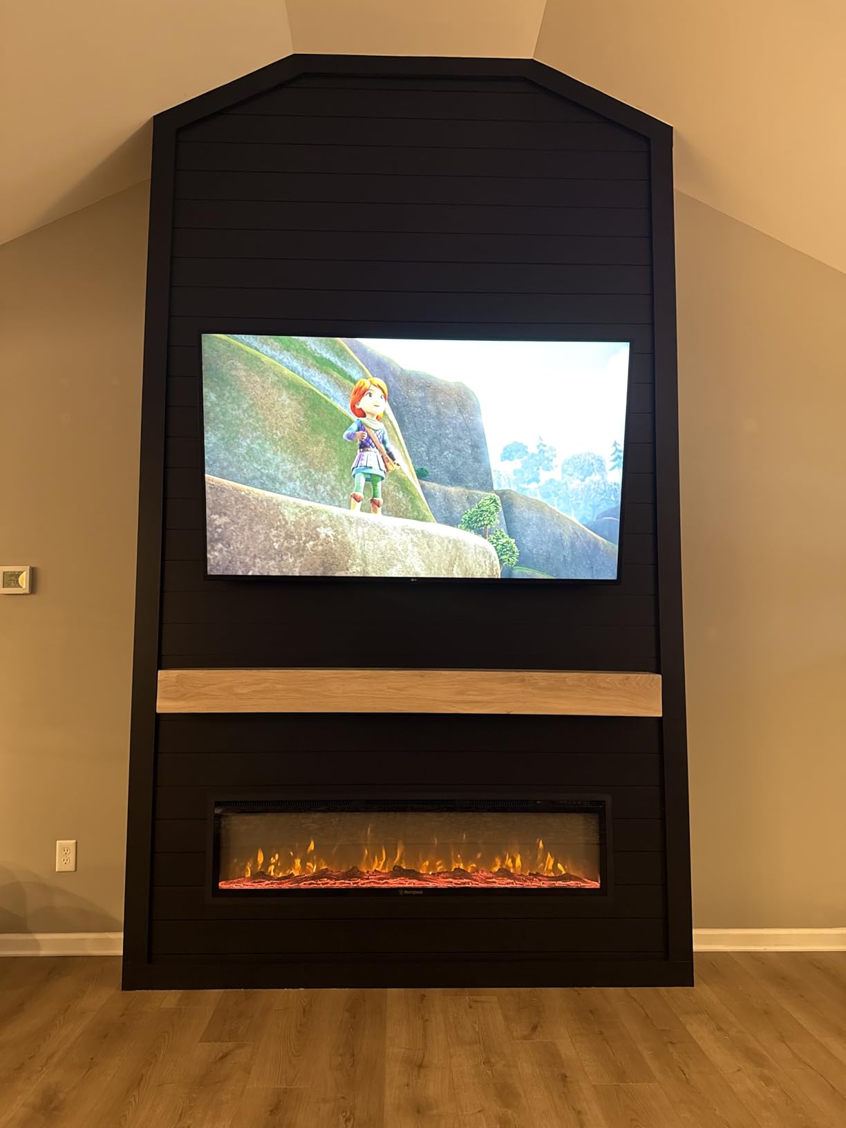 Westinghouse 50 Inch Electric Fireplace Heater, Compatible with Alexa & Google Home, Wall Mount or in-Wall Recessed Fireplace Insert, 24 Hour Timer, Color Changing Flames, 750W/1500W Indoor Heater customer photo 1