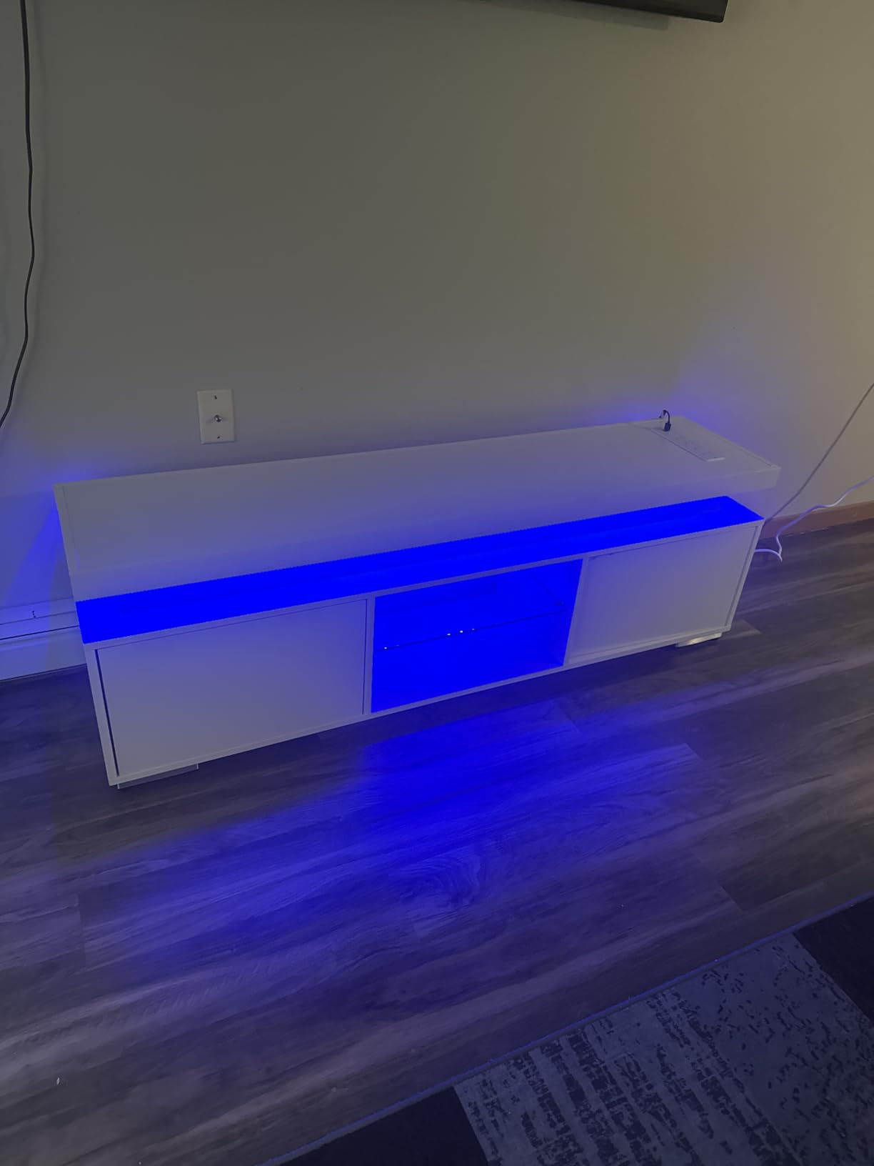 DWVO LED TV Stand for 65 inch TV w/Power Outlet, TV Stands for Living Room, Entertainment Center with Storage, Modern Television Stand, Gaming Media Stand, Black customer photo 2