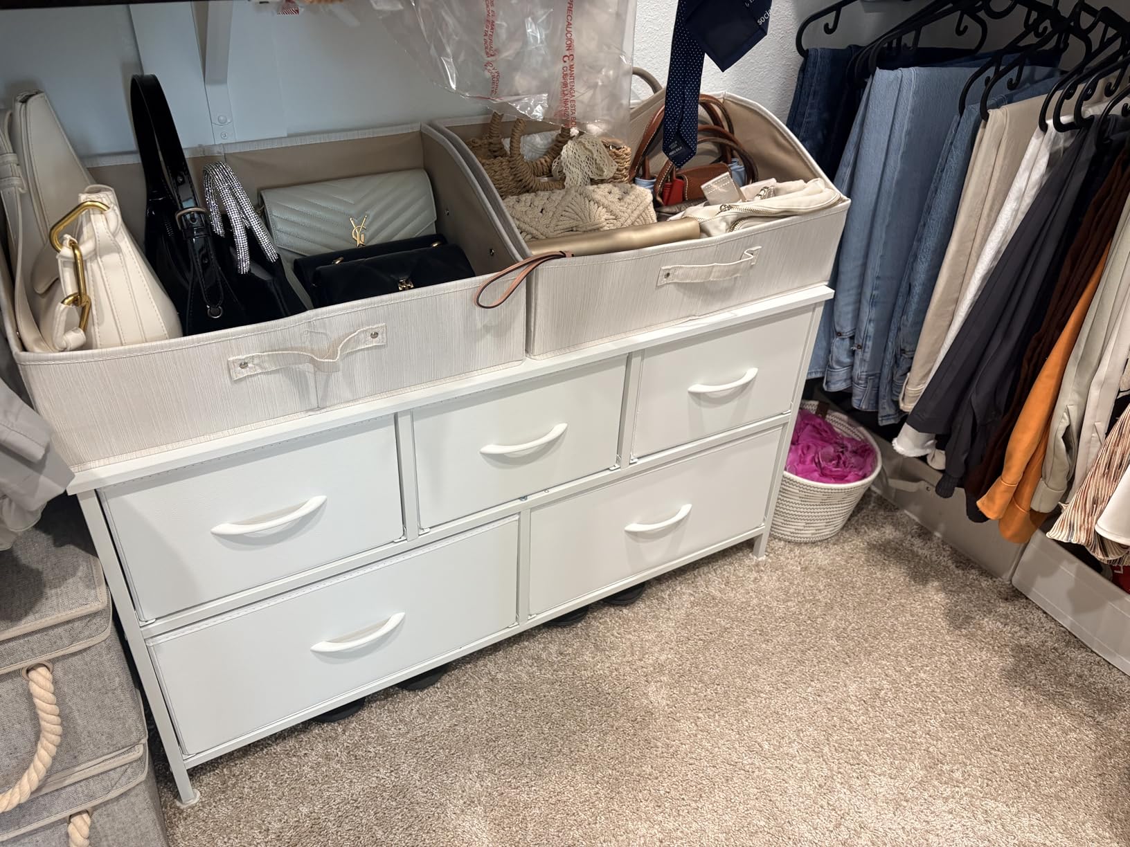 SONGMICS Dresser for Bedroom, Chest of Drawers, Steel, MDF, 8 Non-Woven Fabric Drawers, Storage Organizer Unit, Closet, Entryway, Ink Black and Ebony Black ULGS124B01S customer photo 1