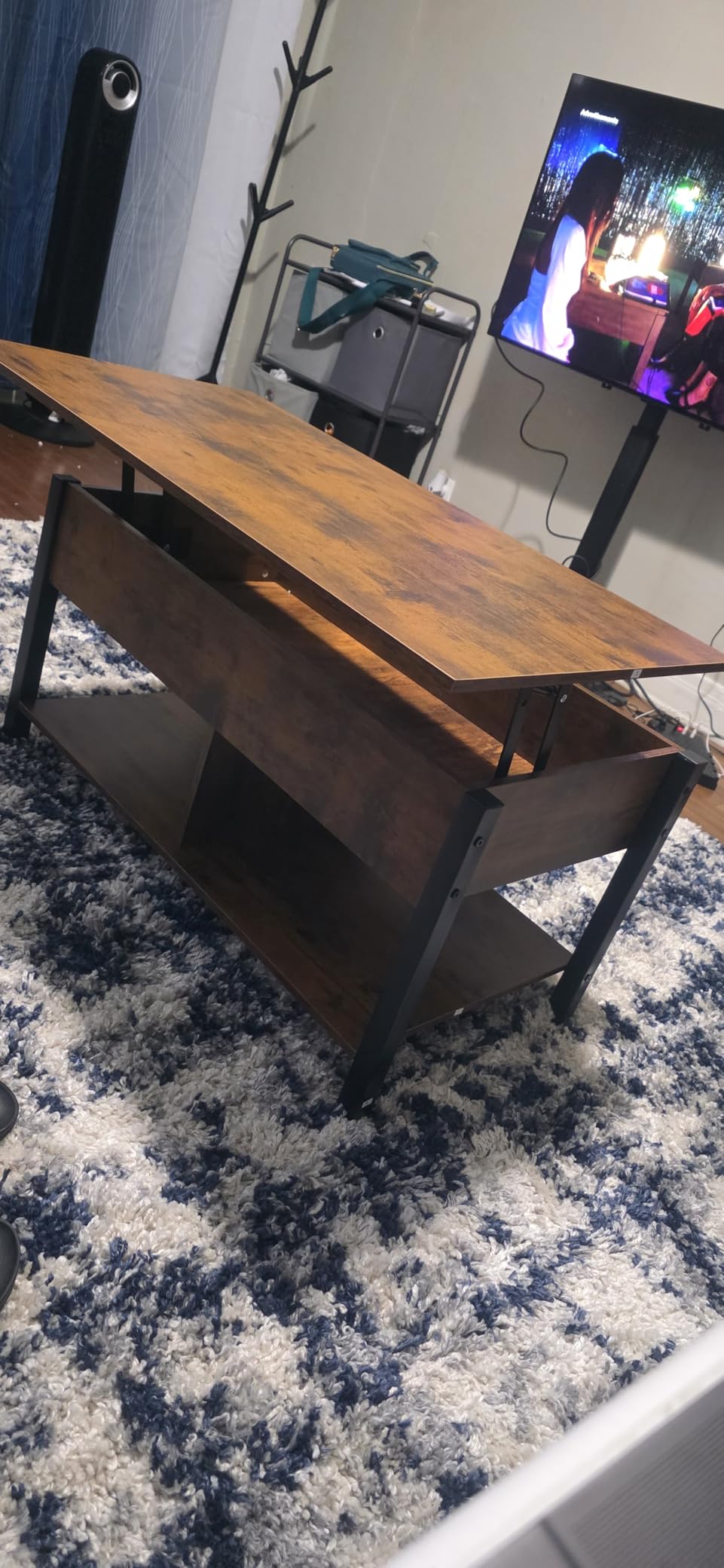 YITAHOME 4-in-1 Lift Top Coffee Table with RGB Light & Dual Tops, Multi-Function Table with Power Outlets, Storage, Converts to Dining Table Computer Desk Gaming Hub, Living Room, Home Office, Brown customer photo 1