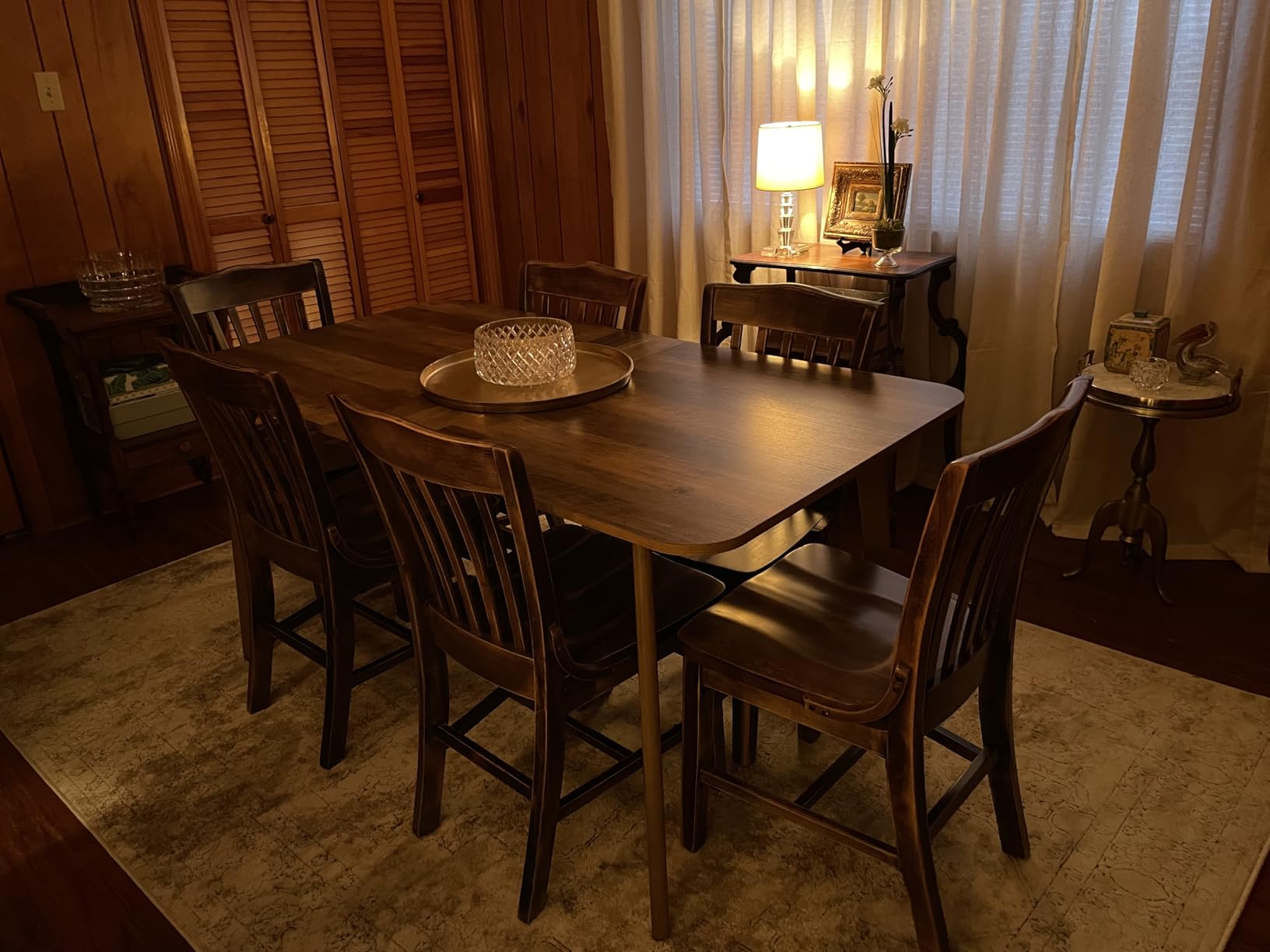 VASAGLE MAEZO Collection - Extendable Dining Table for 4/6/8, Kitchen Table with Tapered Legs, Curved Transitions, for Dining Room, Kitchen, Home Office, Honey Brown customer photo 2