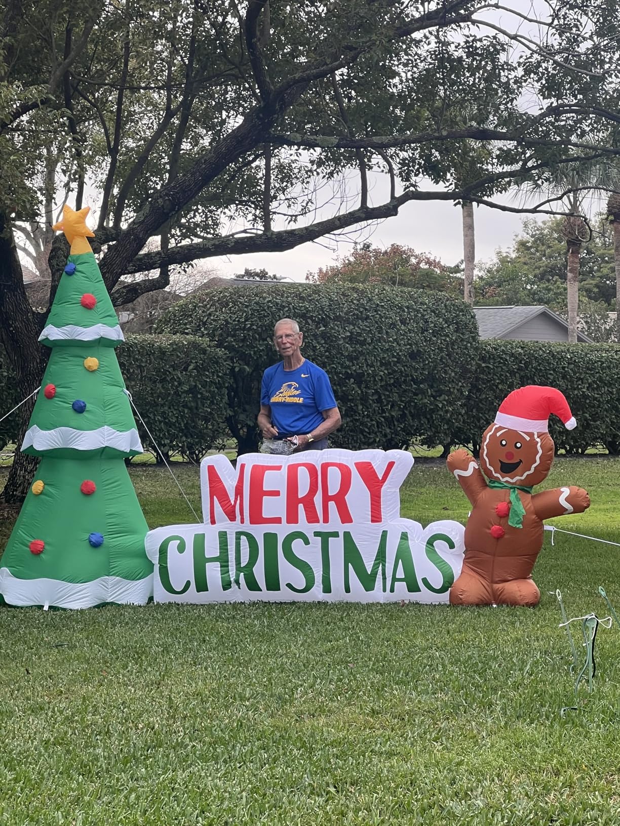 HZGDEJTG 10FT Christmas Inflatable Outdoor Decorations, Christmas Tree Road Sign Pancake Man Inflatable Yard Decorations with LED Lights customer photo 2