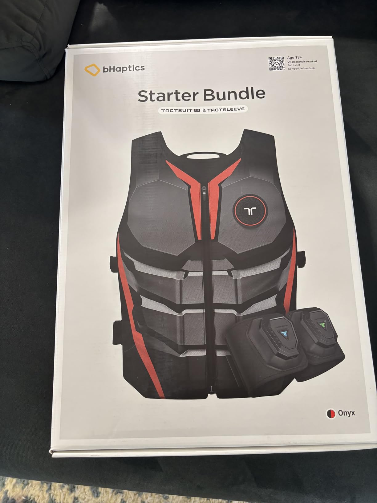 bHaptics Starter Bundle Onyx- TactSuit Air Onyx, TactSuit Sleeve Bundle for the Complete immersive VR, PC, Flatscreen, Sim Racing Experience. customer photo 1