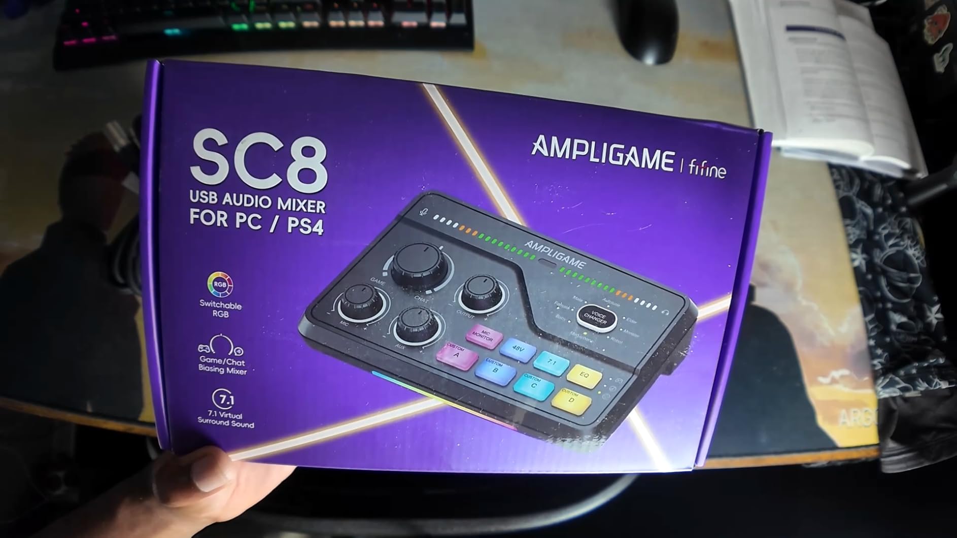 Fifine Gaming Mixer for Voice Chat and Streaming- 7.1ch Surround Sound Headphone Amp-XLR Preamp-USB Plug & Play-Voice Changer-RGB-Volume Control-3 EQ Modes Ampligame SC8 customer photo 1
