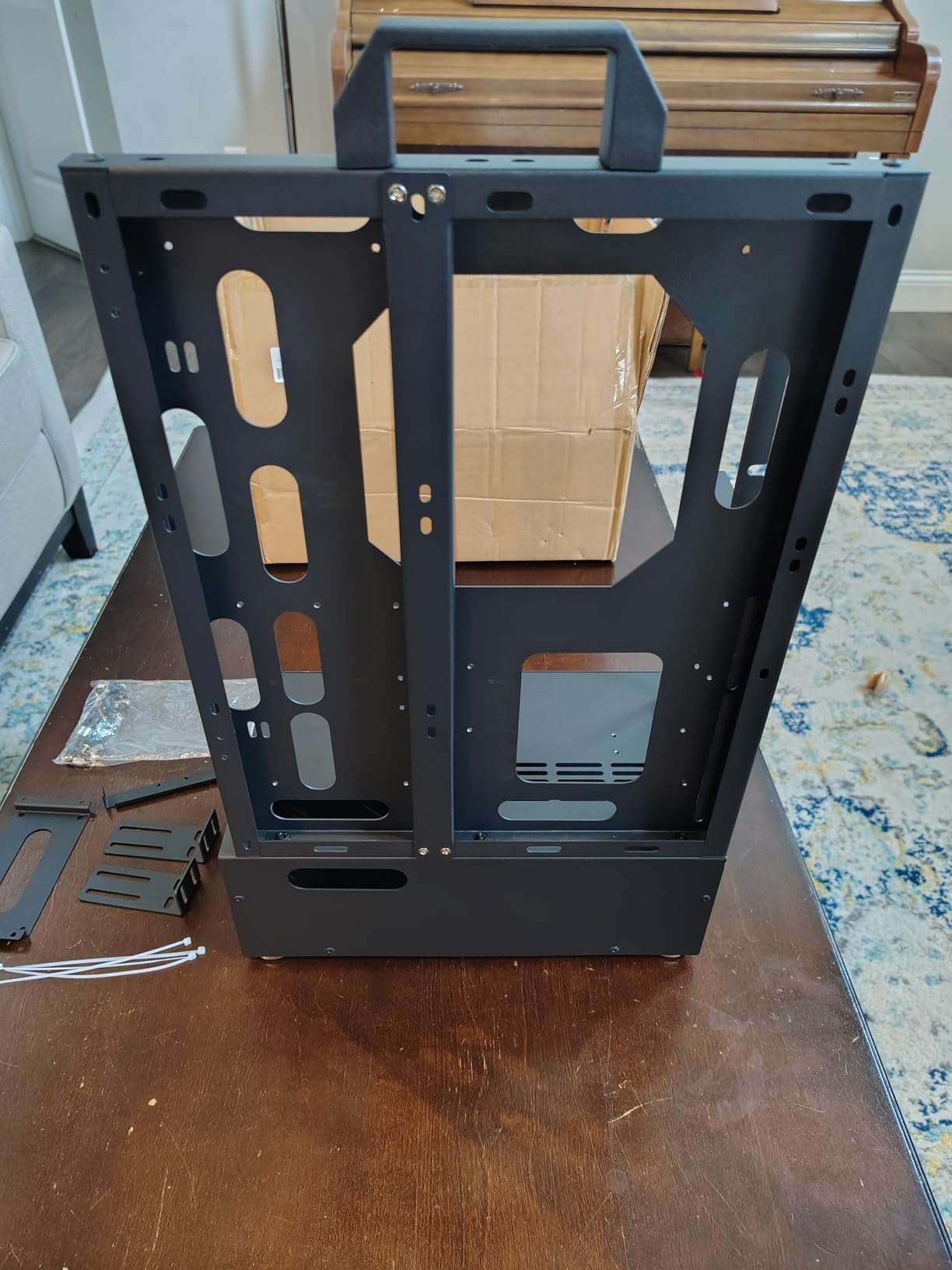 PC Test Bench ATX Case Open Frame Computer Case, Upgraded Version Portable Chassis Bracket, Zinc Coated Steel Cases Shell, Support Installation ITX/MATX/ATX Motherboards (Black) customer photo 2