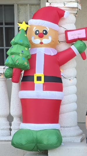 6Ft Christmas Inflatables Santa Gingerbread with LED Lights & Gift Box, Giant Christmas Inflatables Yard Decorations, Xmas Blow Up Santa Claus customer photo 1