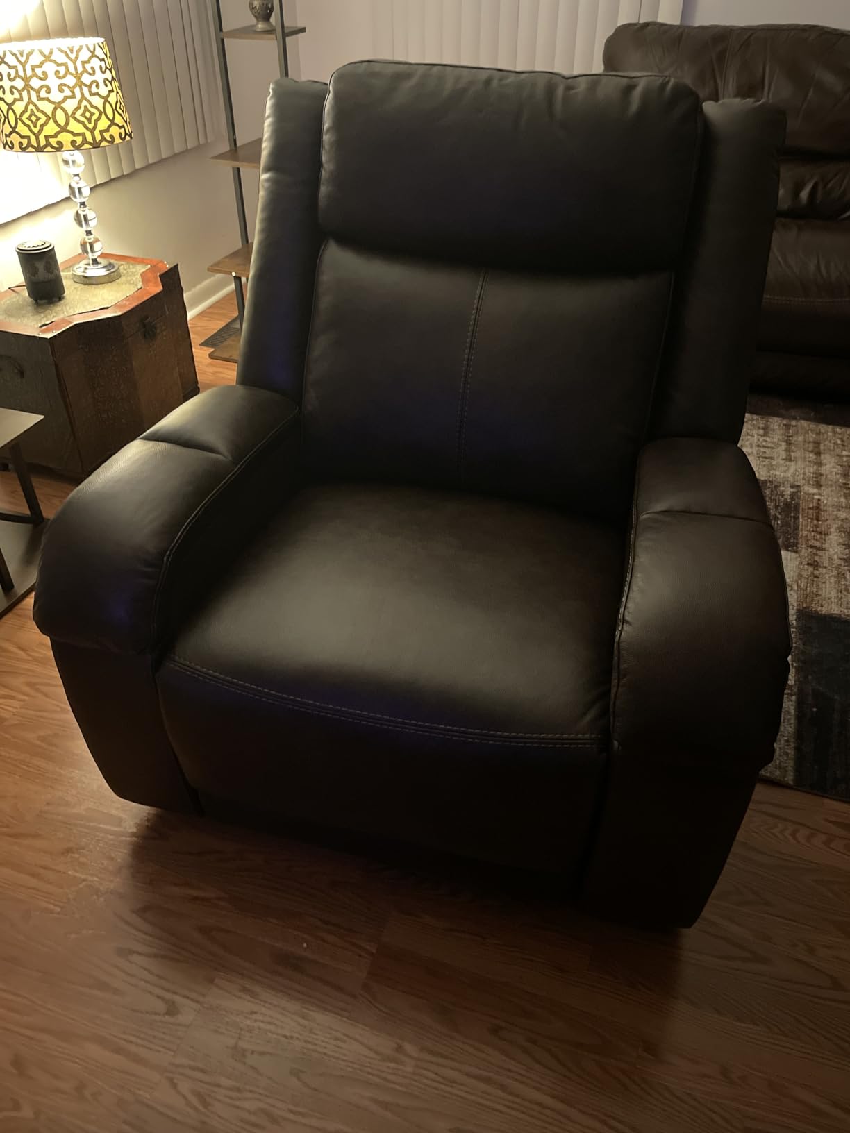 Watson & Whitely Oversized Genuine Leather Power Recliner Chairs for Big and Tall, Wall Hugger Recliner with Power Headrest & Charging Ports, Extra Large Reclining Chair for Living Room, Dark Brown customer photo 2