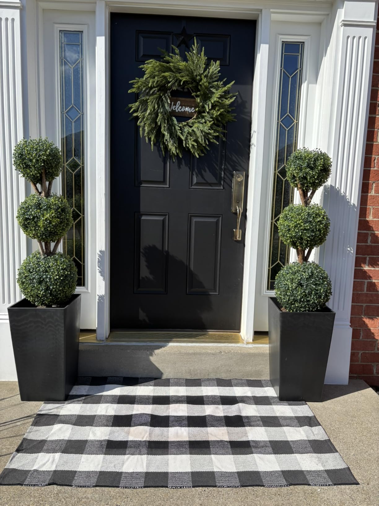 26 Inch Winter Wreaths for Front Door: Large Real Touch Norfolk Pine Wreath with Welcome Sign - Christmas Artificial Green Wreath customer photo 1