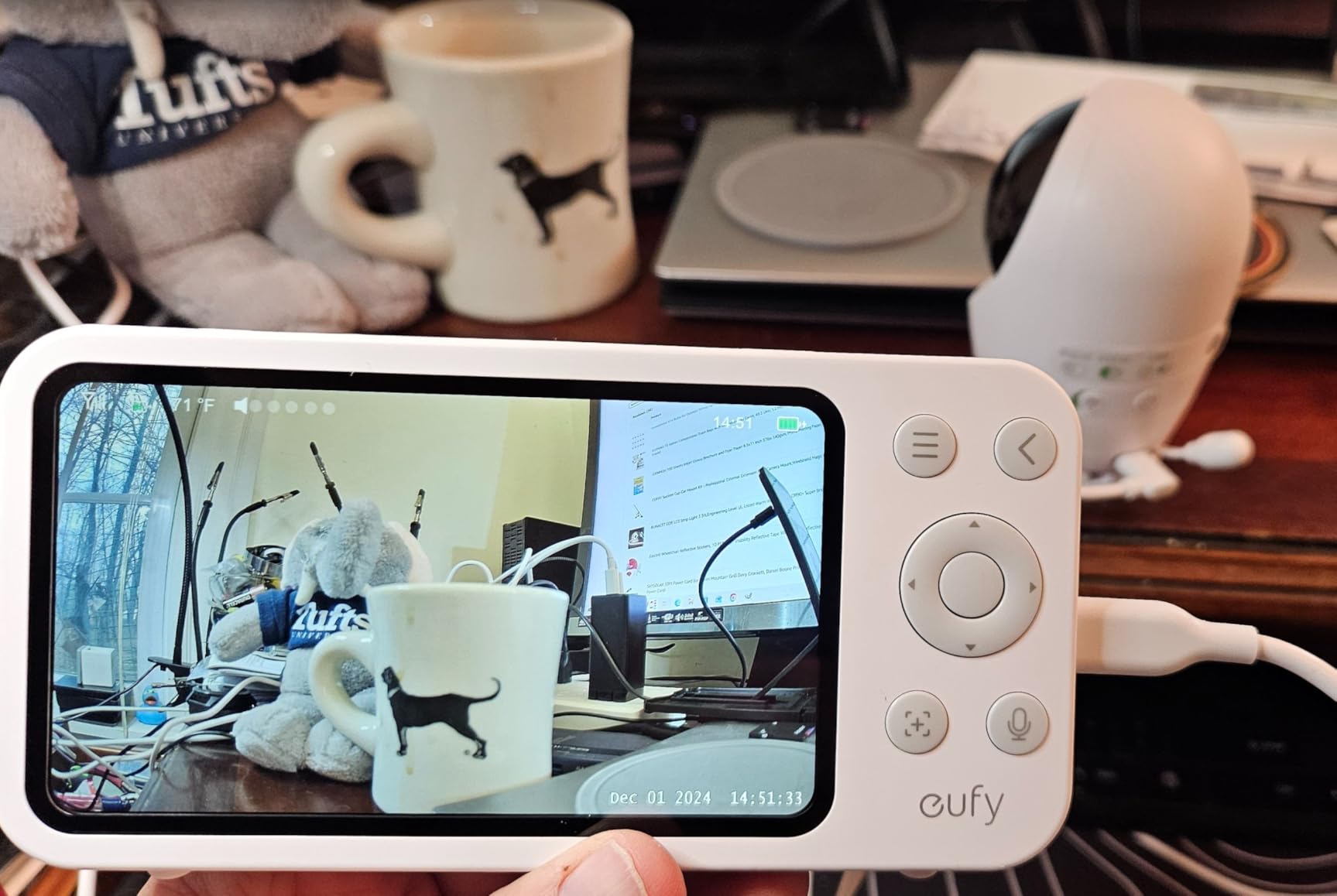 Eufy Security Baby Monitor E20 with 2K HD Camera, 5'' 720p Display, Hybrid Wi-Fi & No Wi-Fi Connection, Pan-Tilt, 4X Zoom, Portable Camera with Built-in Battery, 24/7 Recording in App, ANR customer photo 1