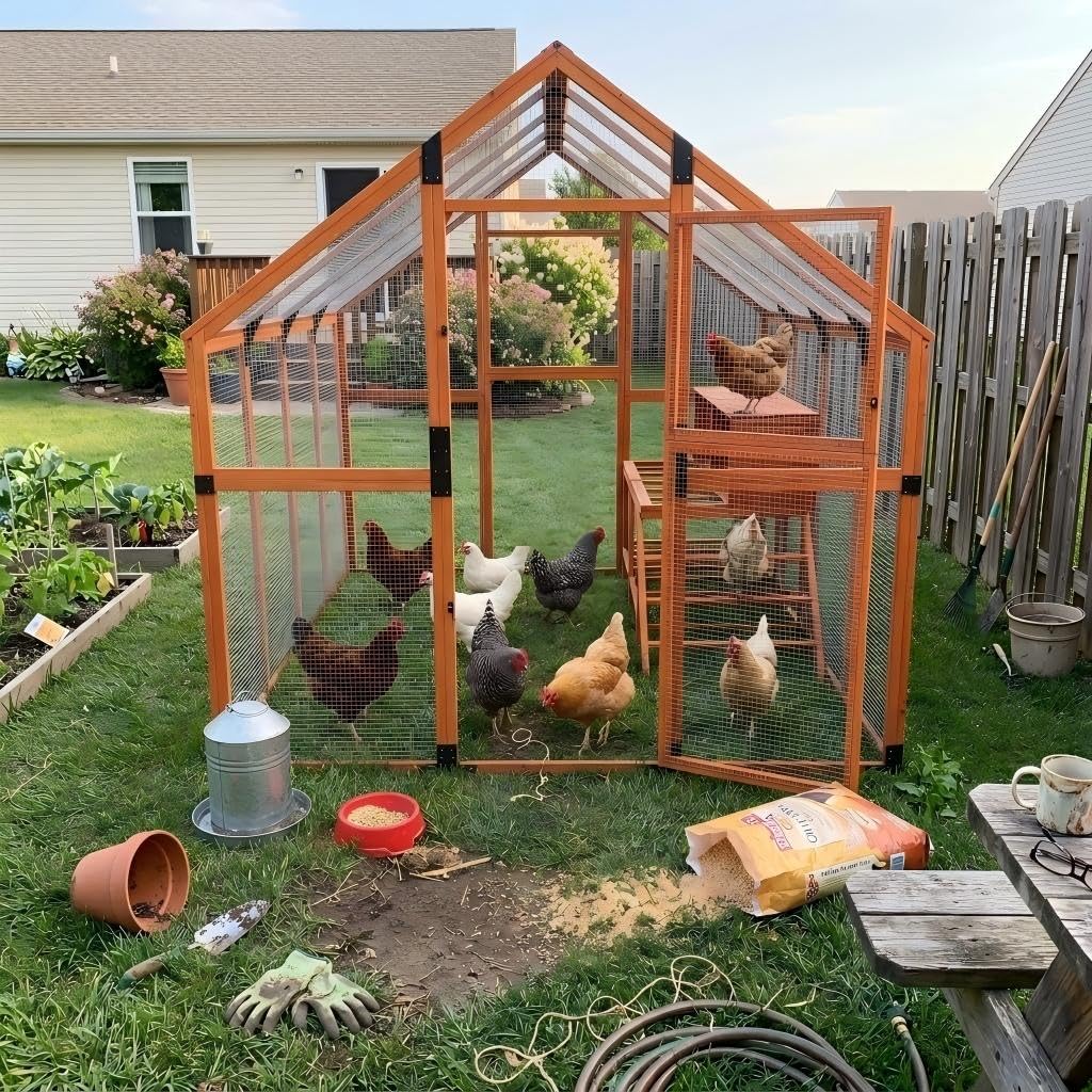 COZIWOW Chicken Coop with Full Waterproof Cover, 9' Extra Large Wooden Chicken House for 10-15 Chickens customer photo 1
