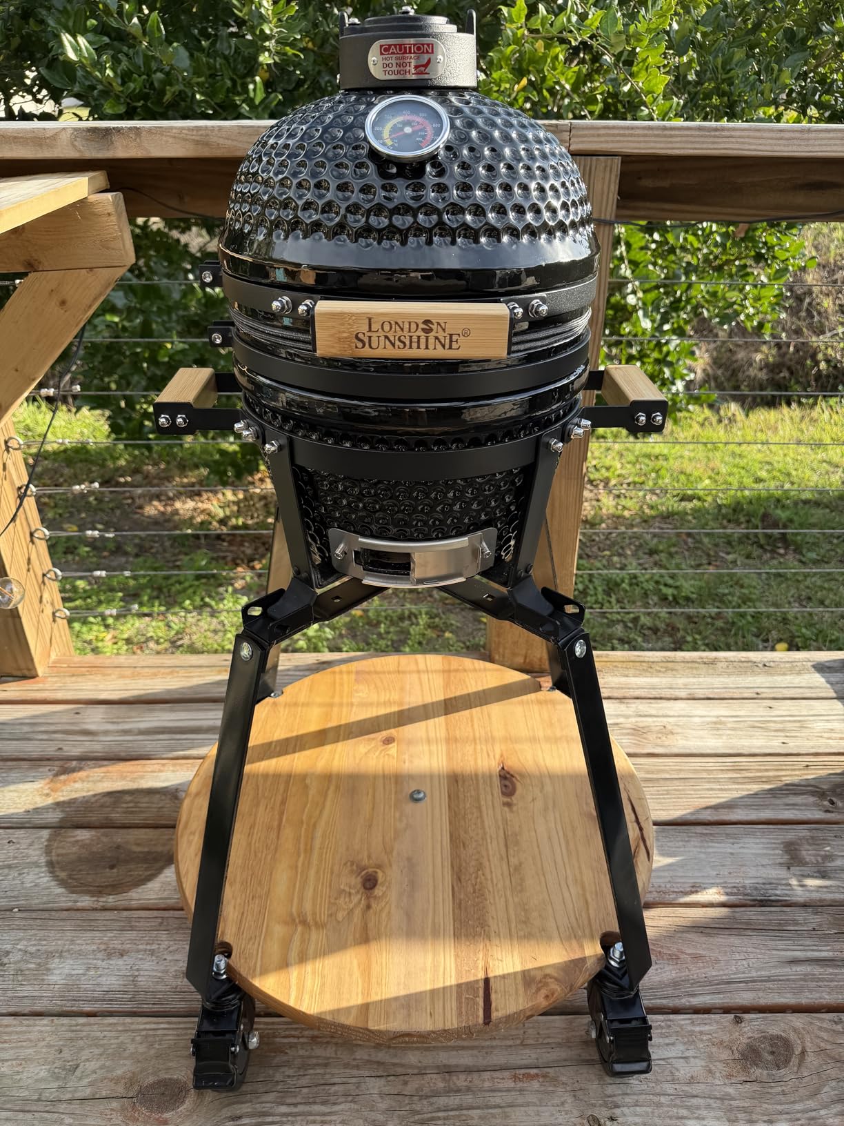 Upgraded 13 inch Ceramic Kamado Grill with Waterproof Air Vent Cap, Portable Tabletop Charcoal BBQ Grill Smoker for Outdoor Cooking, Patio, Camping, Orange customer photo 1