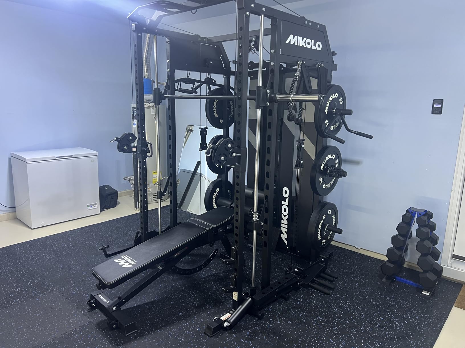 Smith Machine with Weight Stack, Power Cage Home Gym System with LAT Pulldown & Cable Crossover, Multi-Functional Trainer with Dual Pulley System, Includes 10+ Free Attachments customer photo 2