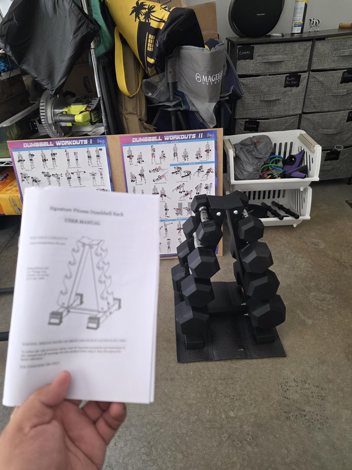 Fitvids Rubber Coated Hex Dumbbell Set with Storage Rack, 100/150/200/550 LB customer photo 1