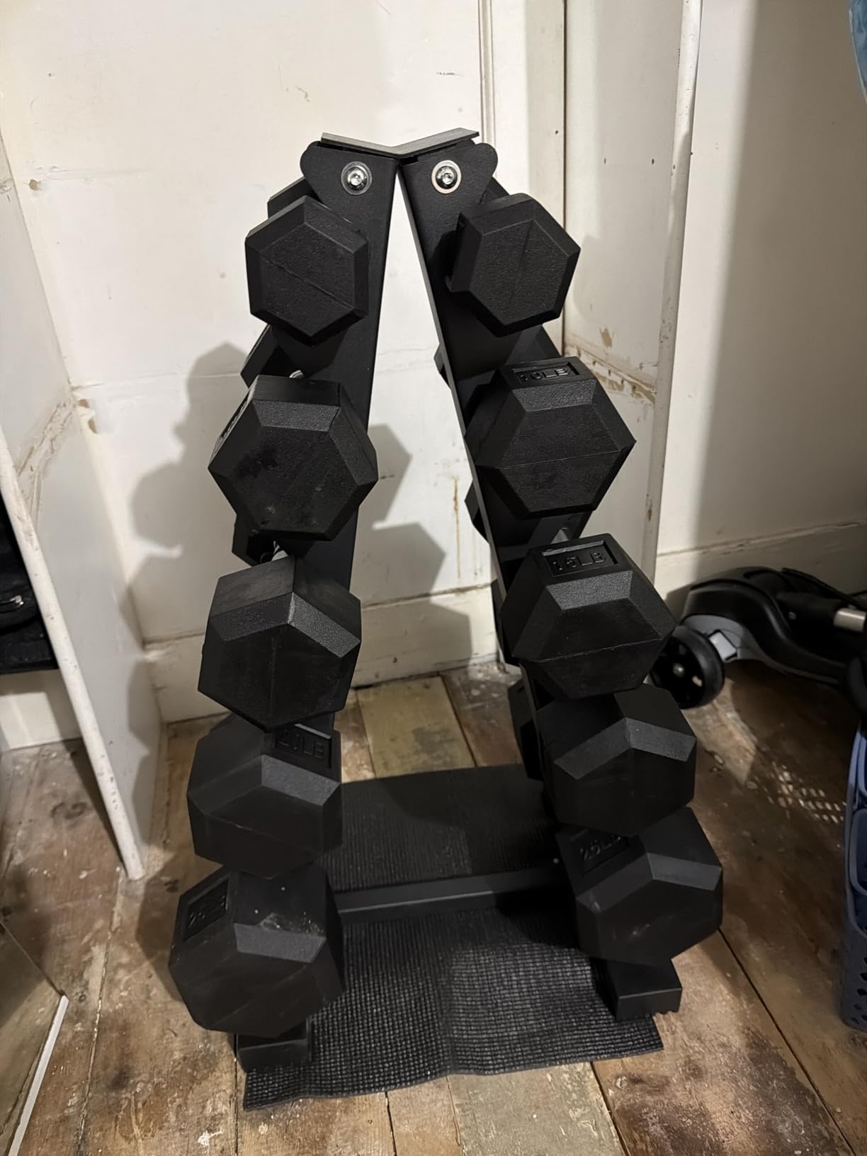 Fitvids Rubber Coated Hex Dumbbell Set with Storage Rack, 100/150/200/550 LB customer photo 2