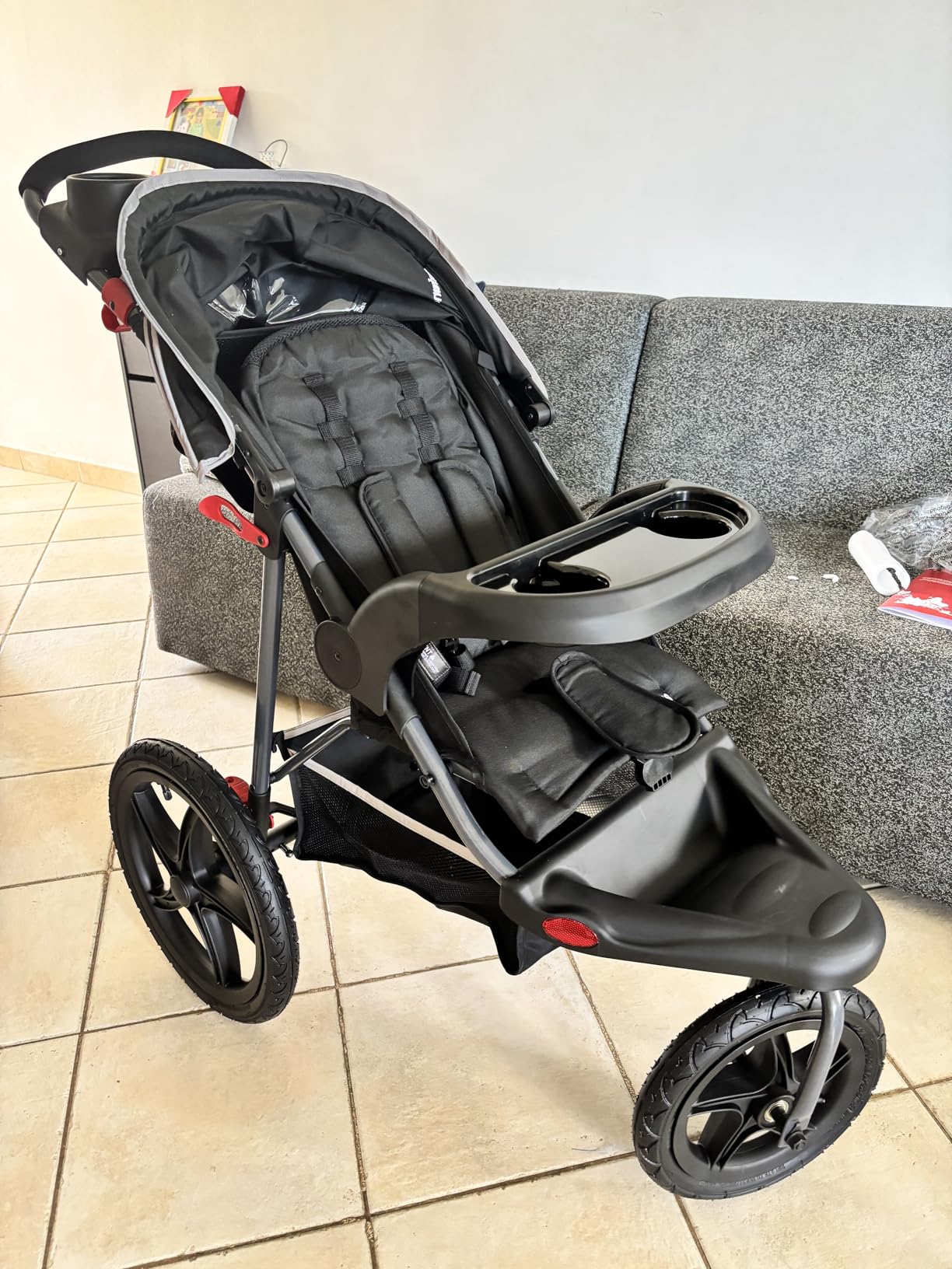 INFANS Jogging Stroller, Foldable Jogger with Air-Filled Tires Shock Absorbing Suspension Adjustable Backrest customer photo 1