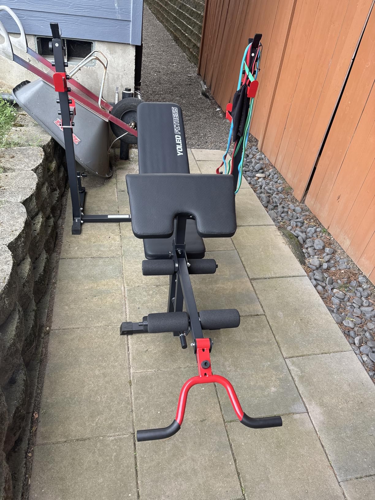 YOLEO Weight Bench with Rack - Bench Press Set, Leg Extension, Preacher Curl & Flat/Incline/Decline Full Body Workout Bench, Adjustable Olympic Weight Benches for Home Gym(47.44IN WIDE GRIP) customer photo 1
