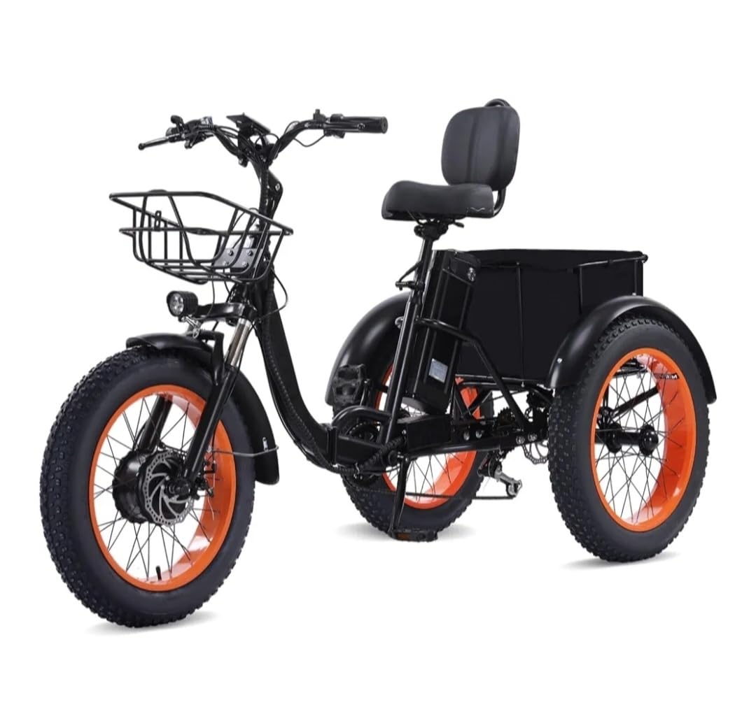 KAKIGO Electric Tricycle for Adults, Peak 1350W Motor Etrike, 48V15.6Ah Ebike, 20