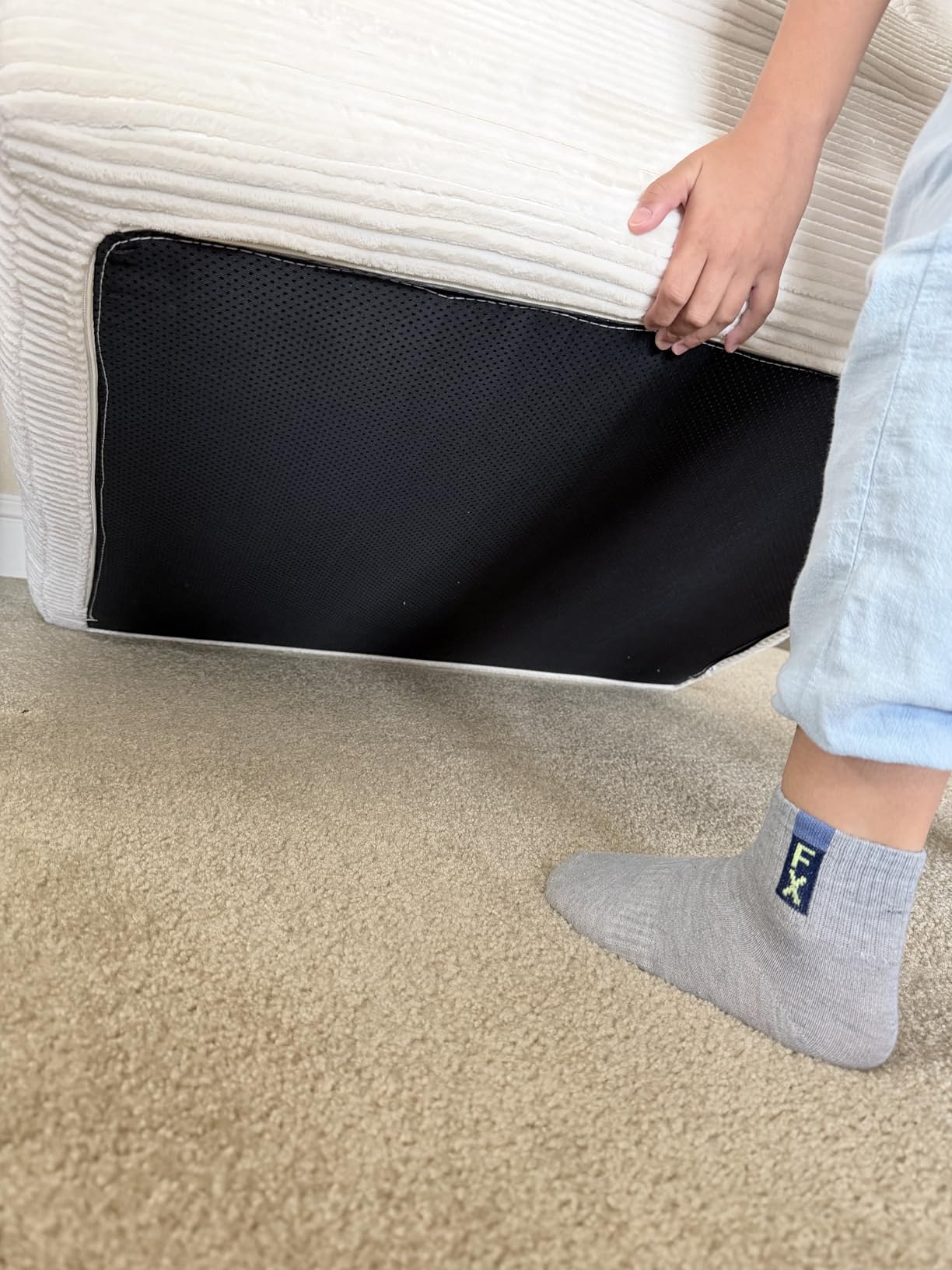 Boneless Couch Sofa Bed, Convertible Sleeper Chair with One-Piece High-Density Foam (No Lumps), Foldable Floor Mattress for Adults Guest Gaming, Non-Slip, Side Pockets, 84x35, No Assembly customer photo 2