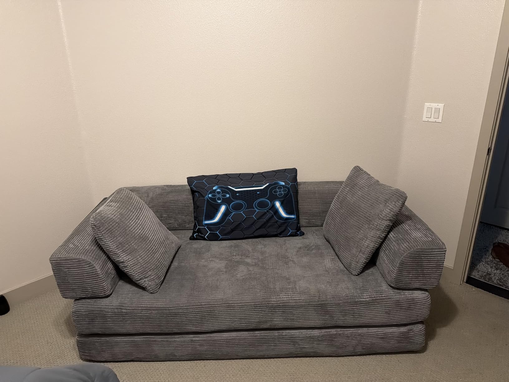 Cloud Boneless Couch Futon Sofa Bed, 5-in-1 Convertible Sofa Bed Pull Out Couch Sleeper Sofa Compressed Loveseat, 70 Inch High-Density Sponge and Corduroy Fabric Futon Daybed for Living Room Bedroom (Gray) customer photo 2