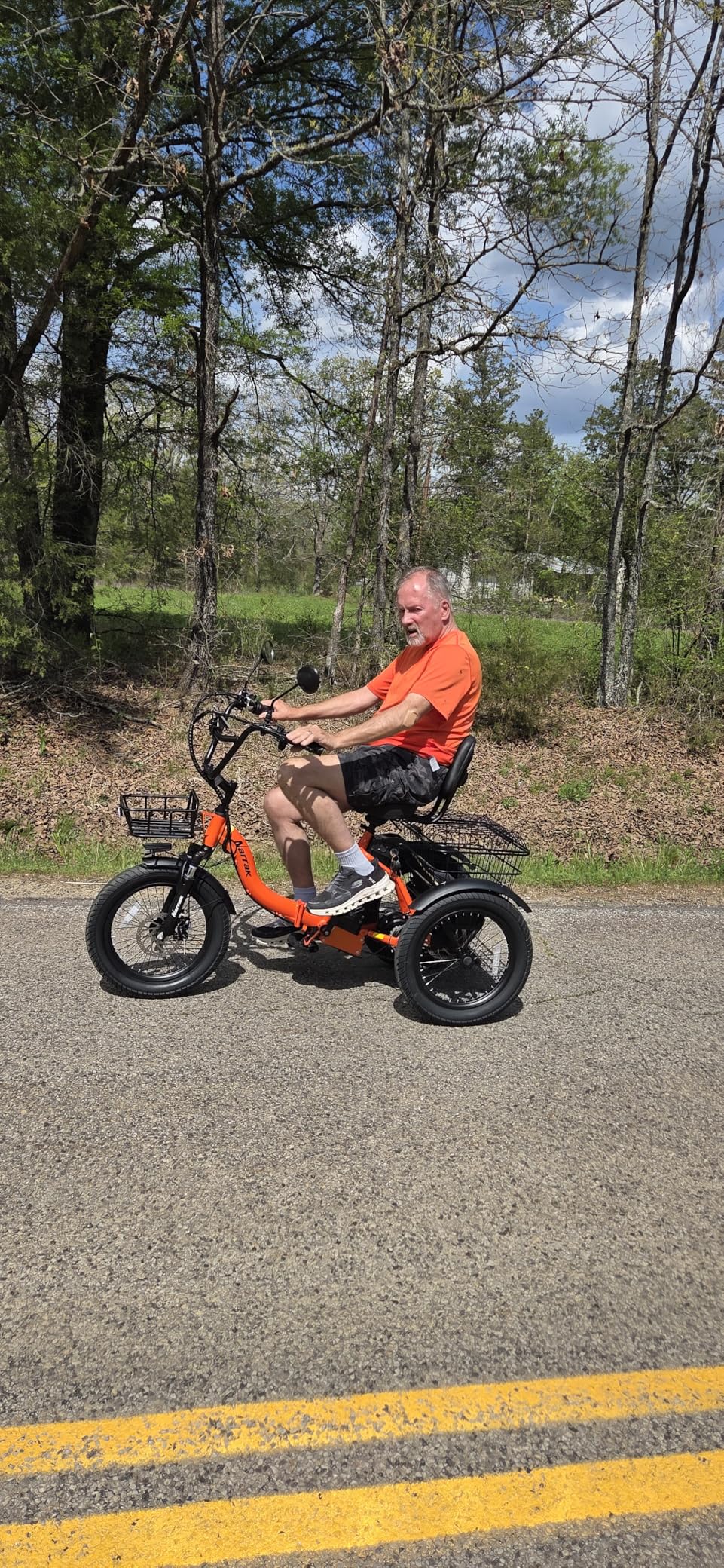 NARRAK Electric Tricycle for Adults, Fat Tire Folding Electric Trike, 3 Wheels Electric Bicycle Bikes, Peak 700W/1100W Step-Thru Etrike with Removable Battery and Large Basket customer photo 1