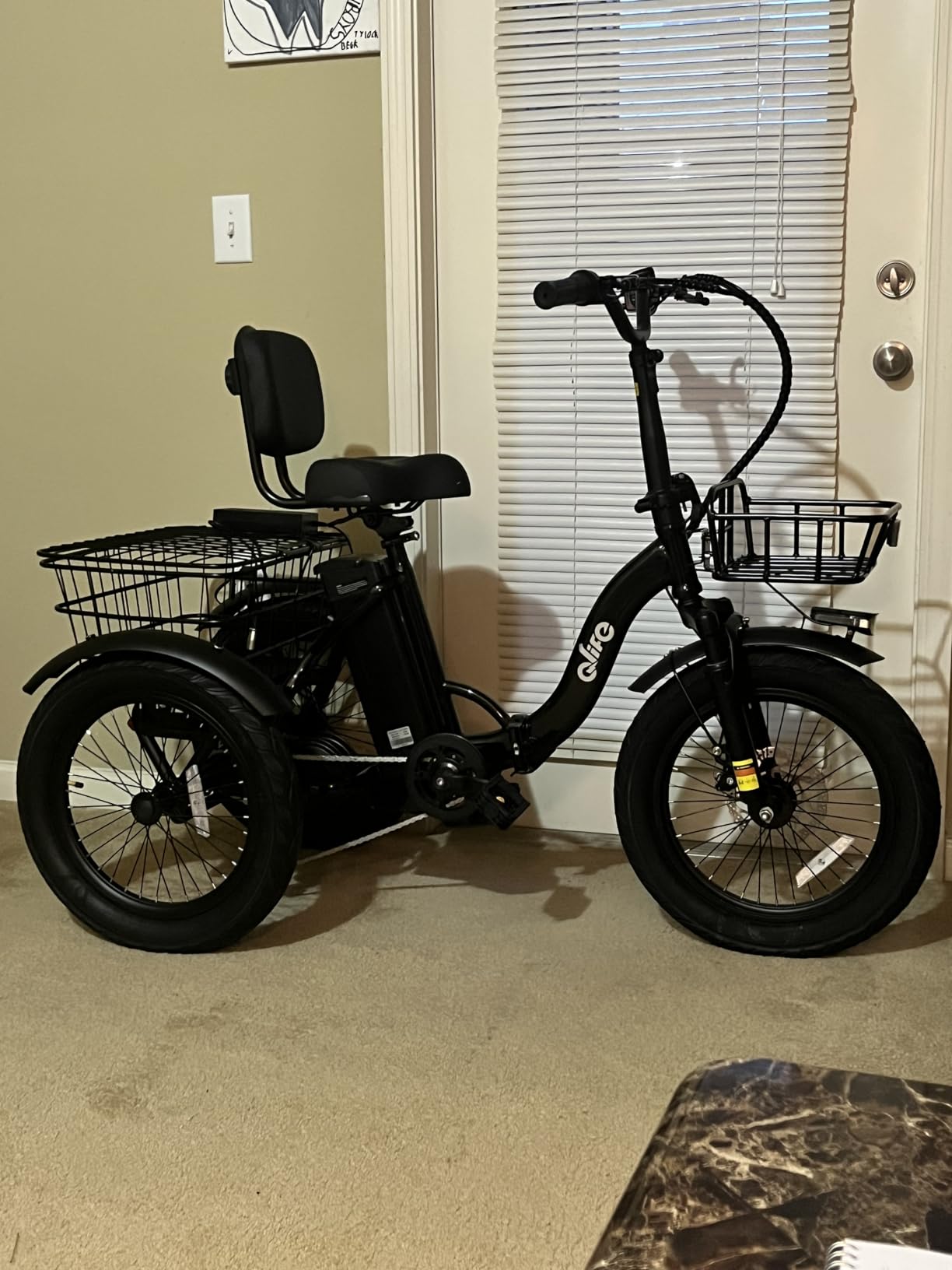 Qlife Triker Electric Bike, Peak 1200W Brushless Motor Folding Trike Ebike, 499Wh Removable Battery, Step-Thru 3 Wheel Electric Bicycle, Up to 55 Miles, 18 Tire Tricycle for Adults customer photo 1