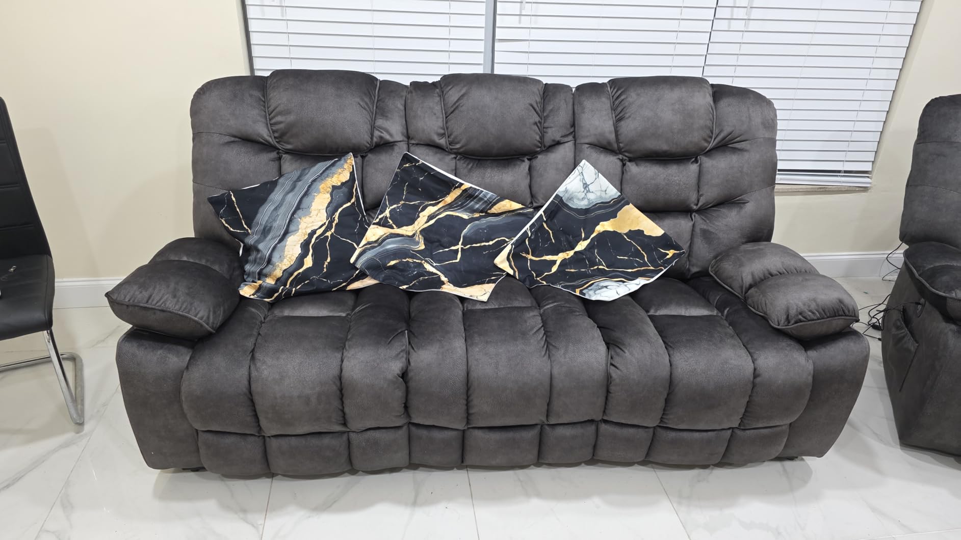 HAOMARKETS 3 Pieces Recliner Sofa Furniture Set, Include 2 Power Recliner Chairs with Message & Heat and a 3-Seater Reclining Couch for Living Room, Brown customer photo 1