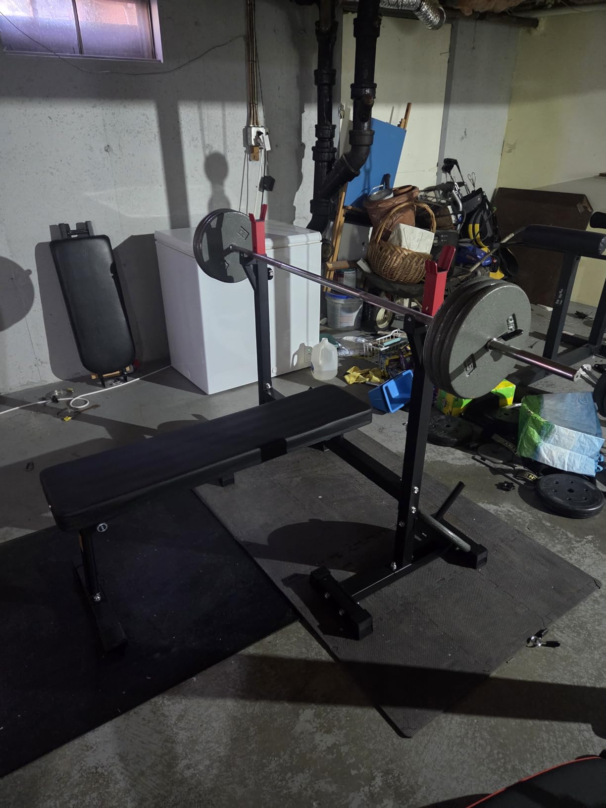 Bench Press, CANPA Olympic Weight Bench with Squat Rack Workout Bench Adjustable Barbell Rack Stand Strength Training Home Gym Multi-Function customer photo 2