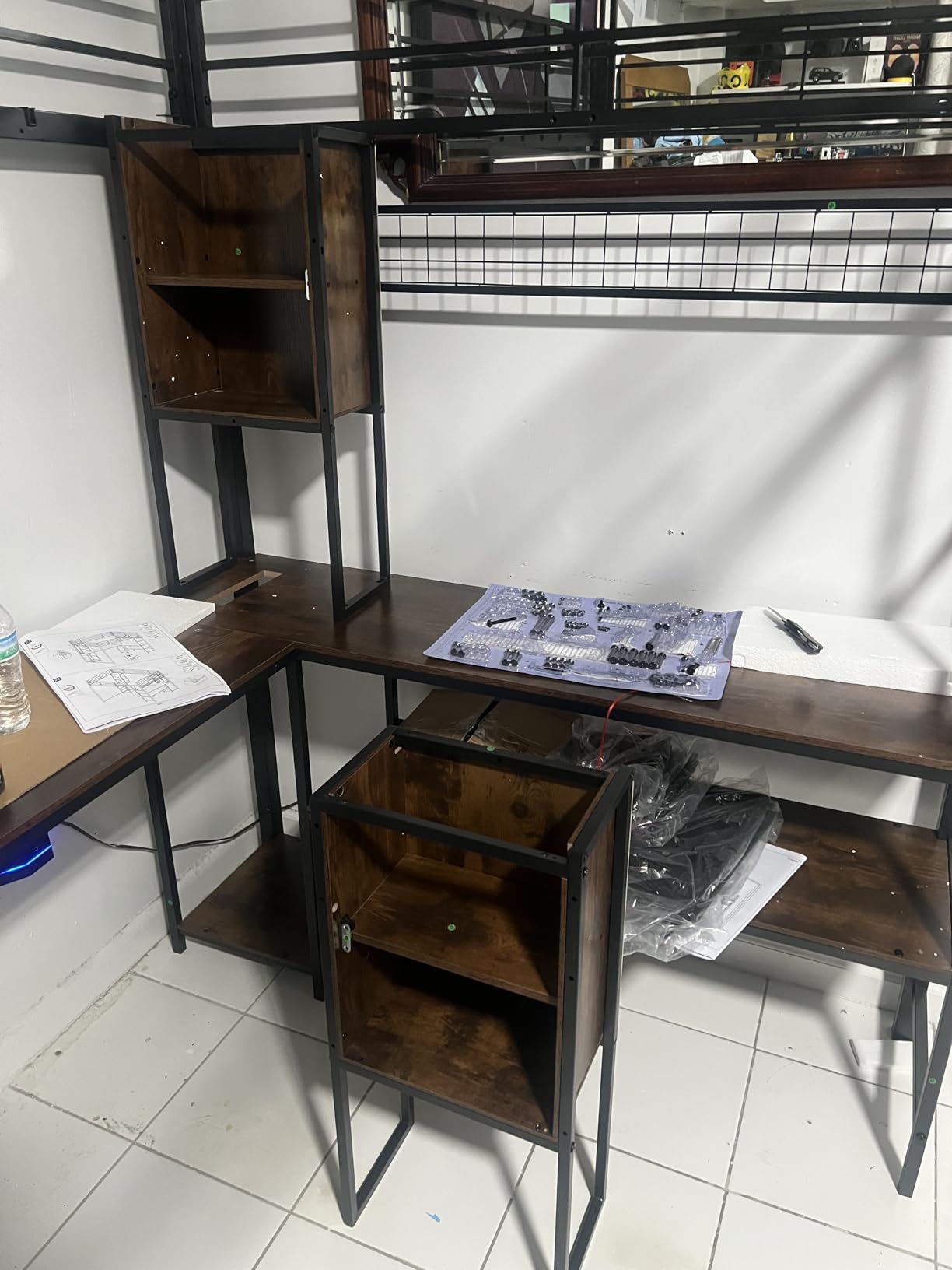 ADORNEVE Full Size Gaming Loft Bed with Desk & Hutch, Storage Drawers, Safety Power Outlet, Metal Loft Bed Frame with RGB Lights, Space Saving Gamer Loft for Teens, Guardrail & Ladder, Black customer photo 2