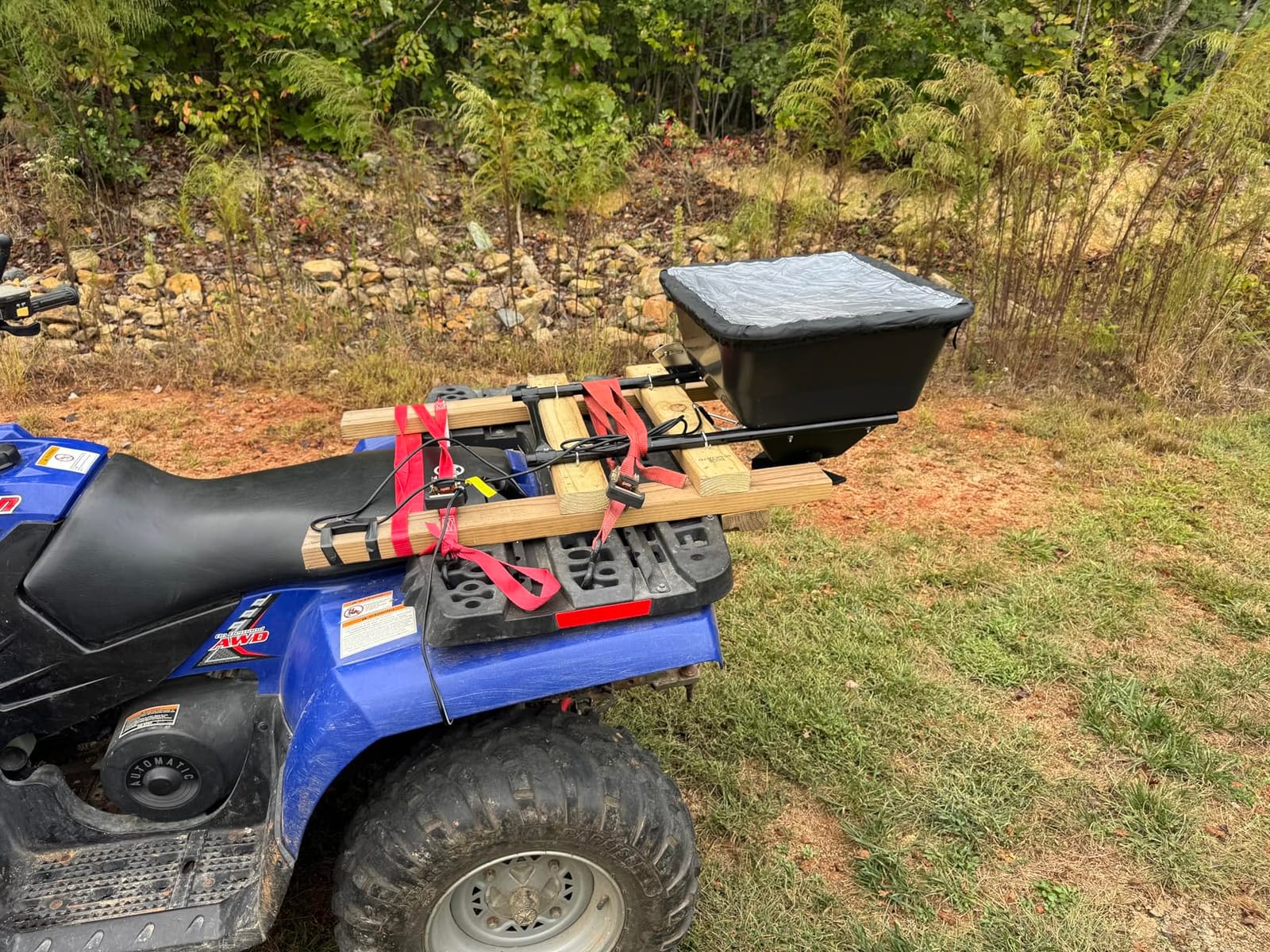 Buyers Products ATVS100 ATV Broadcast Spreader with Rain Cover, 100 lb Capacity, Rear Rack Mount, Poly Hopper, 12V Motor, for Seed, Fertilizer, Salt & Feed, All Season Use customer photo 2