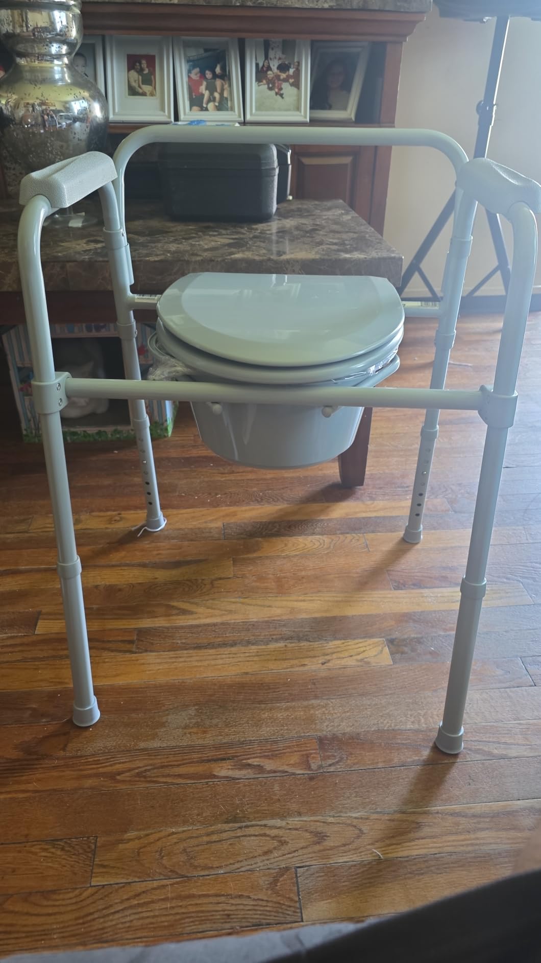 Drive Medical Folding Bedside Commode, Adjustable Height, Supports 350 lb customer photo 2