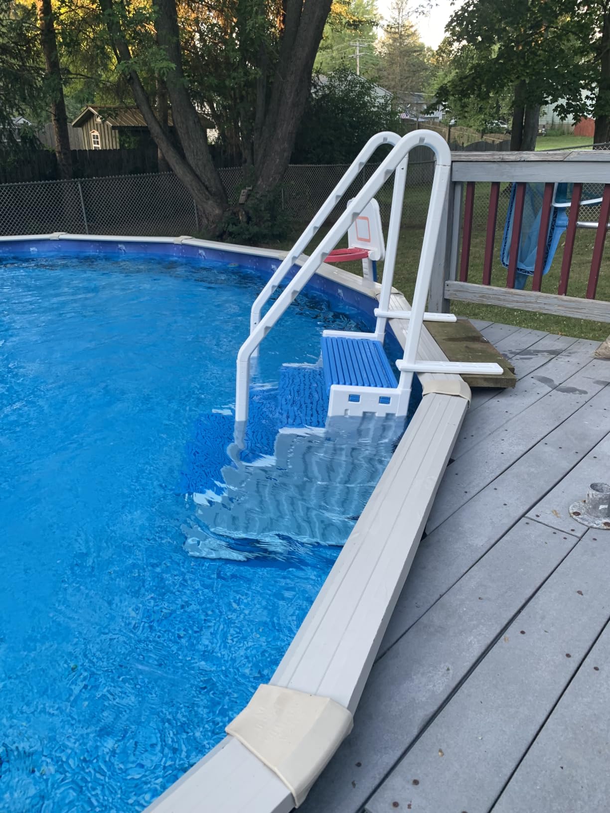 Confer Plastics Step-1X: Sturdy Above Ground Entry System with Dual Handrails and Slip-Resistant Steps, Easy Installation, Supports up to 400 lbs - Proudly Made in USA. Warm Grey with Grey Treads customer photo 2