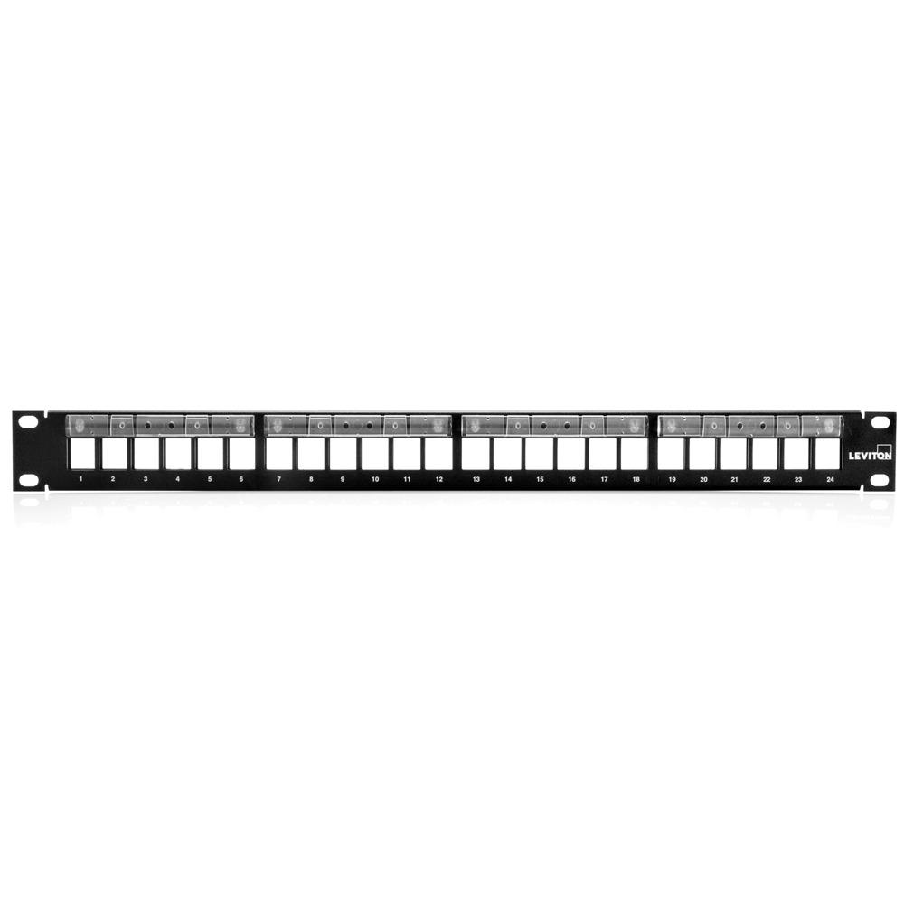 Leviton 49255-H48 QuickPort Flat Panel, 48-Port, 2RU, Cable Management Bar Included, Black customer photo 1