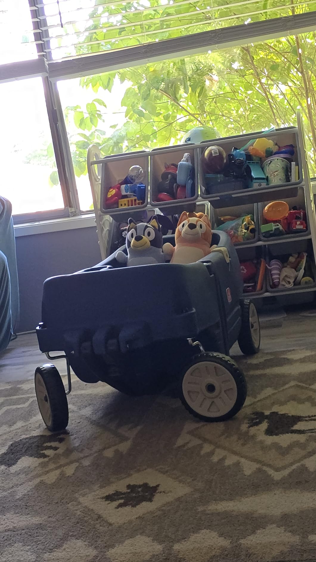 Step2 Wagon for Two Plus, Kids Ride On Toy, Stroller Substitute, Includes Seat Belts, Made of Durable Plastic, Max Weight 75 lbs., For Toddlers 1.5-5 Years Old, Denim Blue customer photo 1