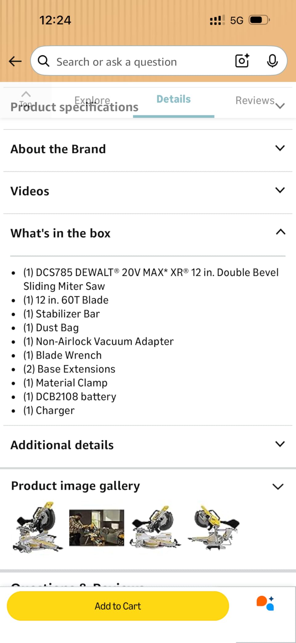 DEWALT 20V MAX XR 12 inch Double Bevel Sliding Miter Saw, Cordless, Tool Only (DCS785B) customer photo 1