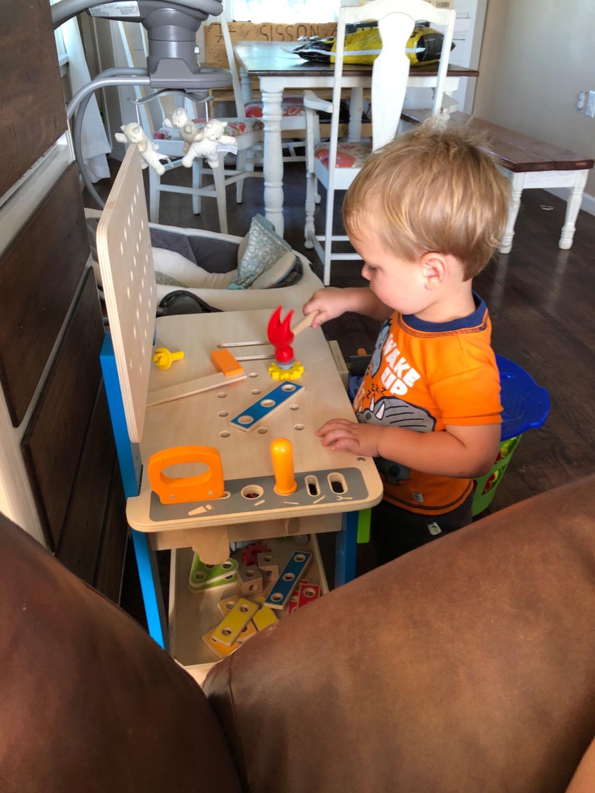Award Winning Hape Master Workbench Kid's Wooden Toolbench Pretend Builder Set, Multicolor (E3000) customer photo 1