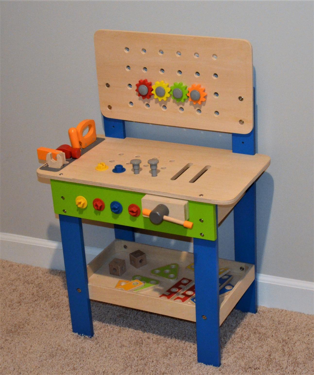 Award Winning Hape Master Workbench Kid's Wooden Toolbench Pretend Builder Set, Multicolor (E3000) customer photo 2