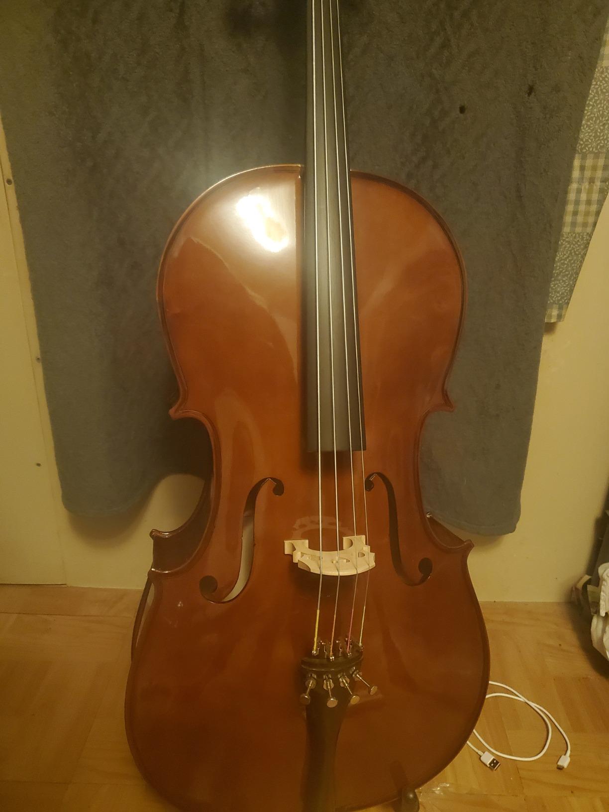 Cecilio 4/4 Full Size Cello, Beginner Cello 4/4, Acoustic Cello Set with Portable Bag, Bow, Rosin, Stand, String Musical Instruments for School Orchestras, Performances customer photo 1