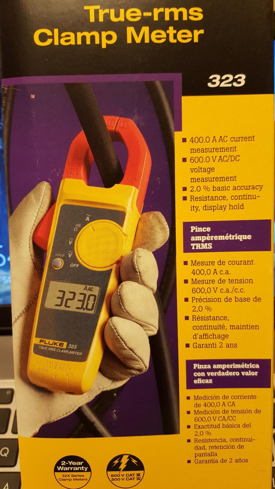 Fluke 323 Clamp Meter for Commercial/Residential Electricians, Measures AC Current to 400 A & AC/DC Voltage to 600 V, Resistance and Continuity, Includes 2 Year Warranty and Soft Carrying Case customer photo 1