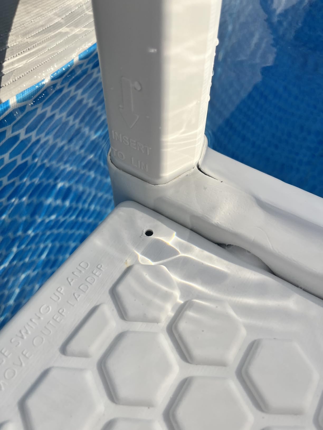 Blue Wave Easy Pool Steps - Above Ground Pool Ladder Anti-Slip Wide Stairs for Above Ground Pools with Handles - Fits 48- 54 Inch Pools, 350-lb Limit, Includes Deck Mounting Brackets - White Vinyl customer photo 1