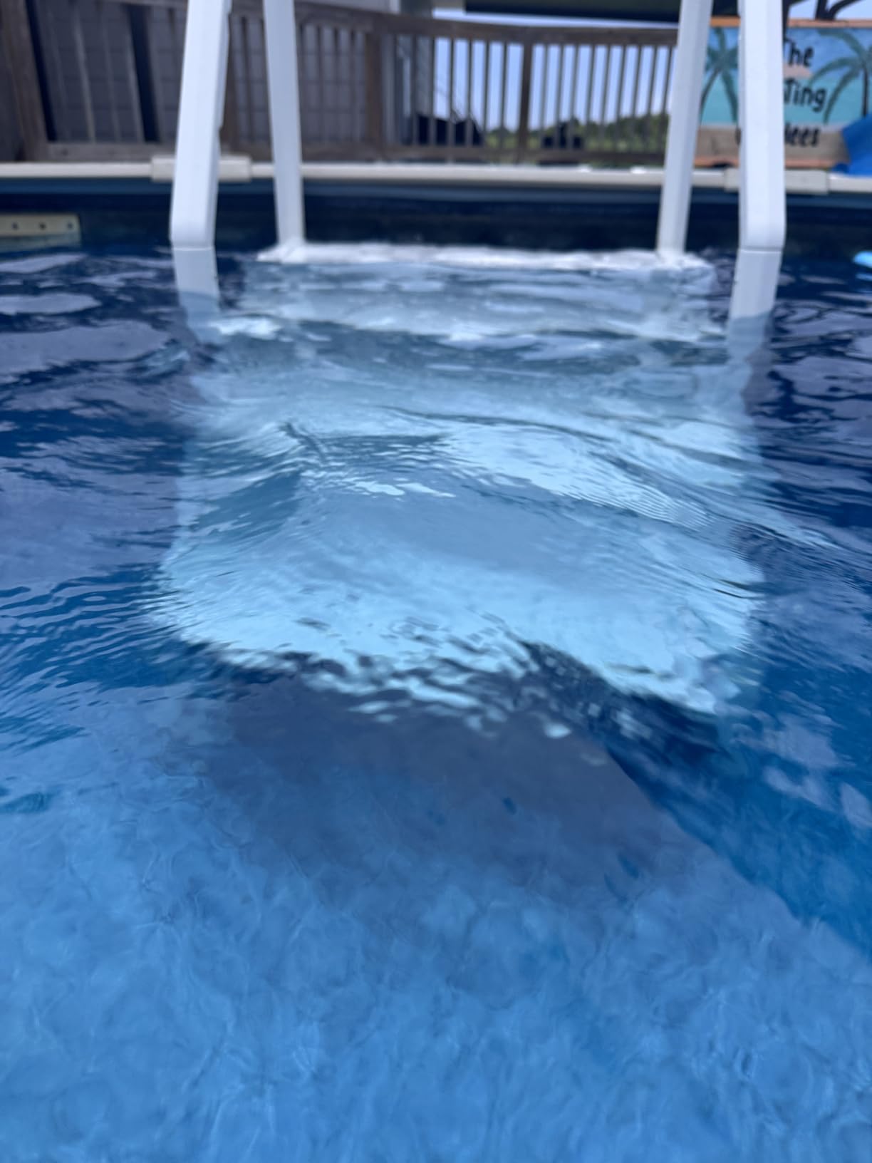 Blue Wave Easy Pool Steps - Above Ground Pool Ladder Anti-Slip Wide Stairs for Above Ground Pools with Handles - Fits 48- 54 Inch Pools, 350-lb Limit, Includes Deck Mounting Brackets - White Vinyl customer photo 2