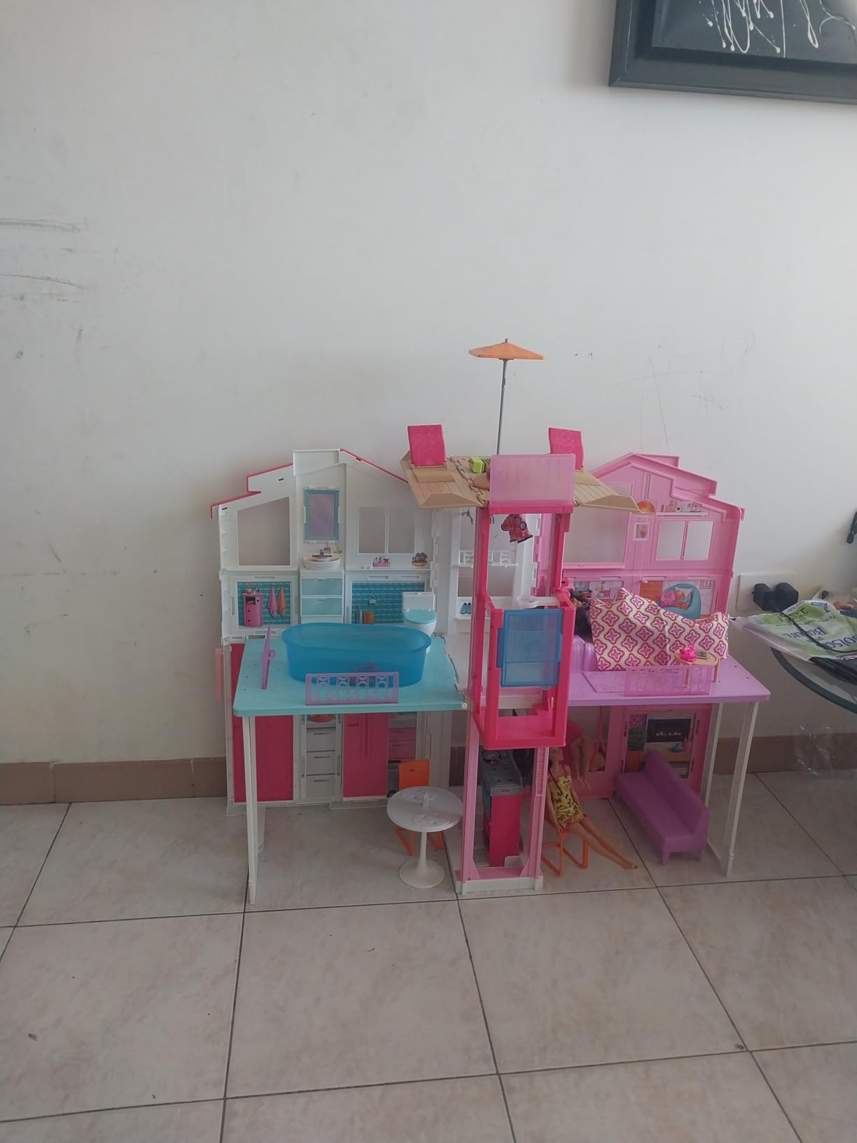 Barbie 3-Story Townhouse Dollhouse with Accessories | Elevator, Swing Chair, Furniture and Accessories, Fold for Portability and Travel (Amazon Exclusive) customer photo 2