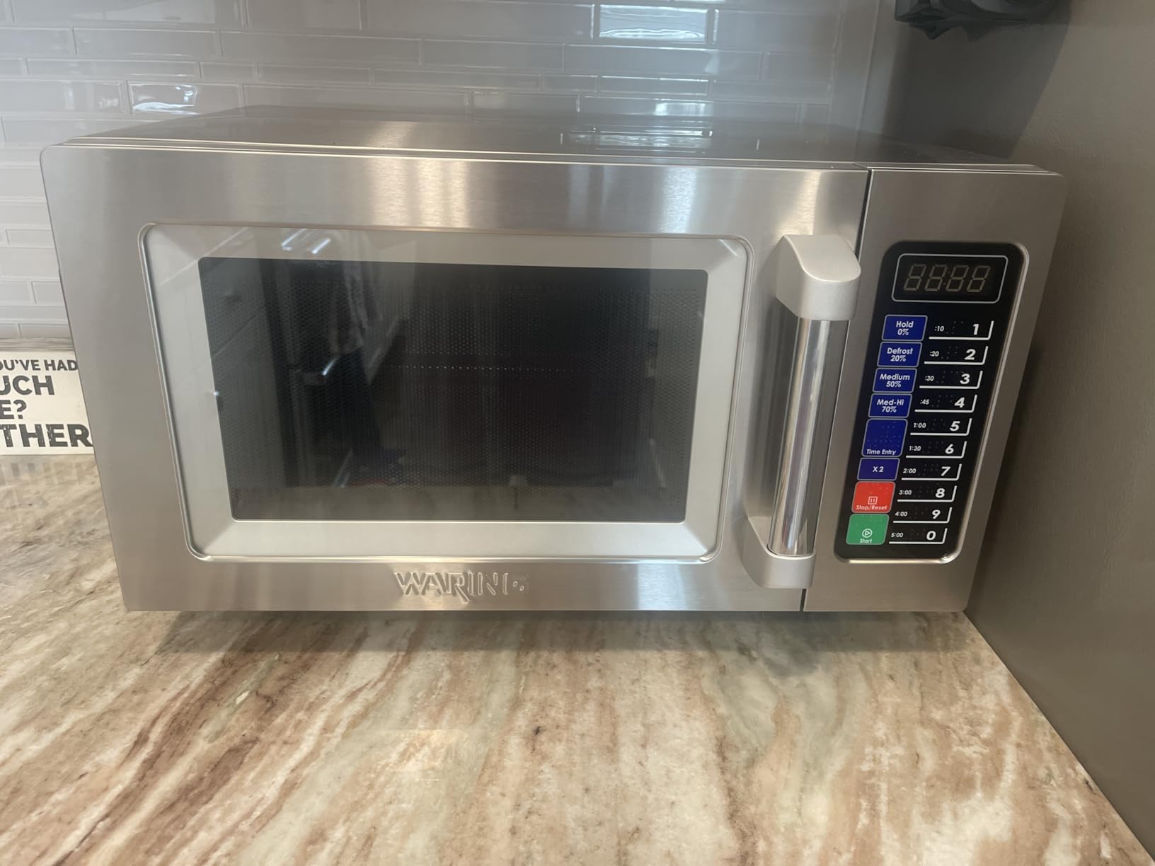 Waring Microwave Oven with 0.9 cu ft & 10 Programmable Memory Settings, 0.9 cu ft, 1000 Watt, 10 Programmable Memory Settings, Stainless Steel, for Commercial Kitchens & Restaurants customer photo 1